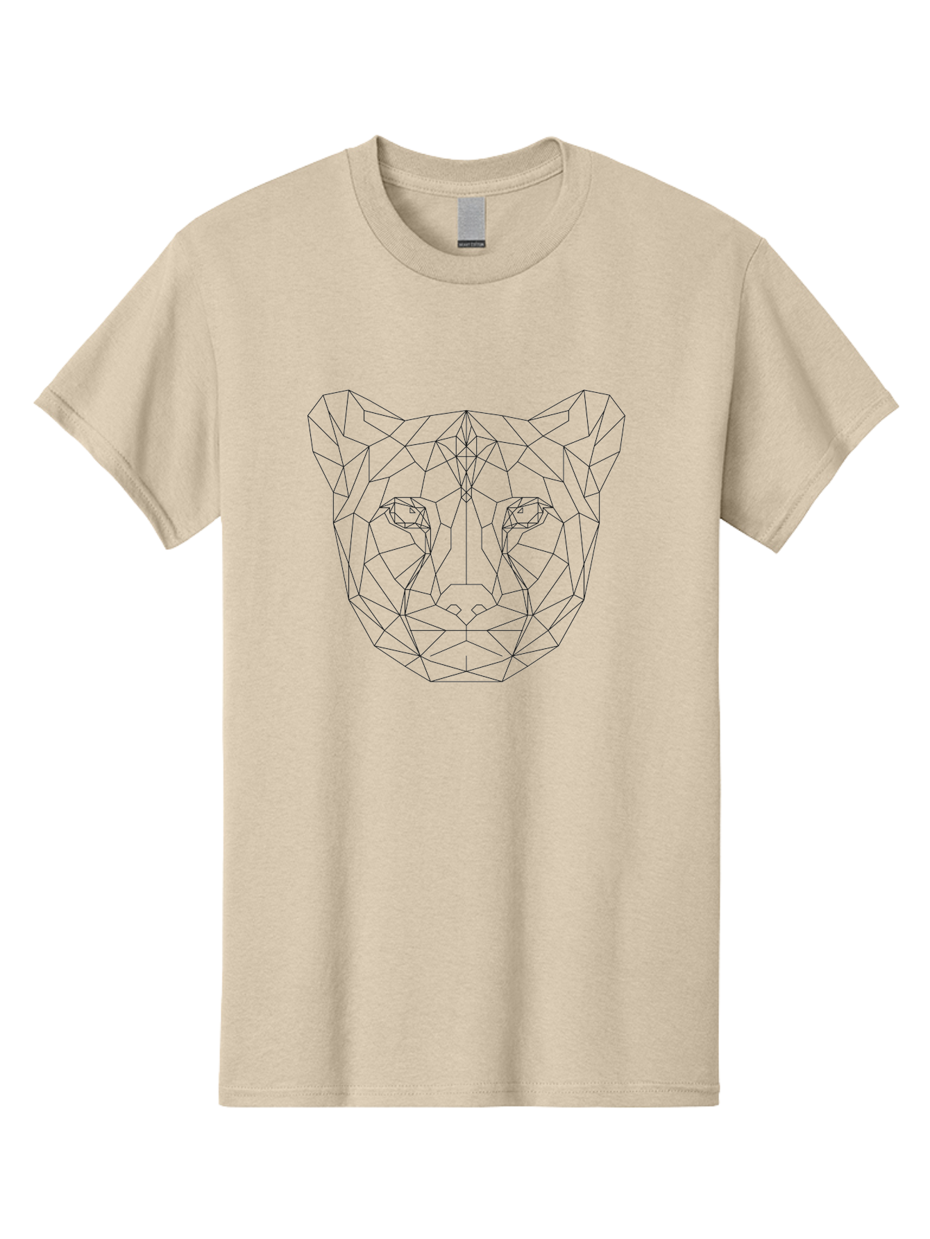 Low-Poly-Cat Men'S Graphic Tee, 100% Cotton, Comfortable Casual Summer Wear, Machine Washable, Geometric Panther, Low Poly Art, Wild Cat, Modern Design, Digital Illustration, Futuristic Style, Minimalist, Wildlife Art, Polygonal Shape - Aaa726