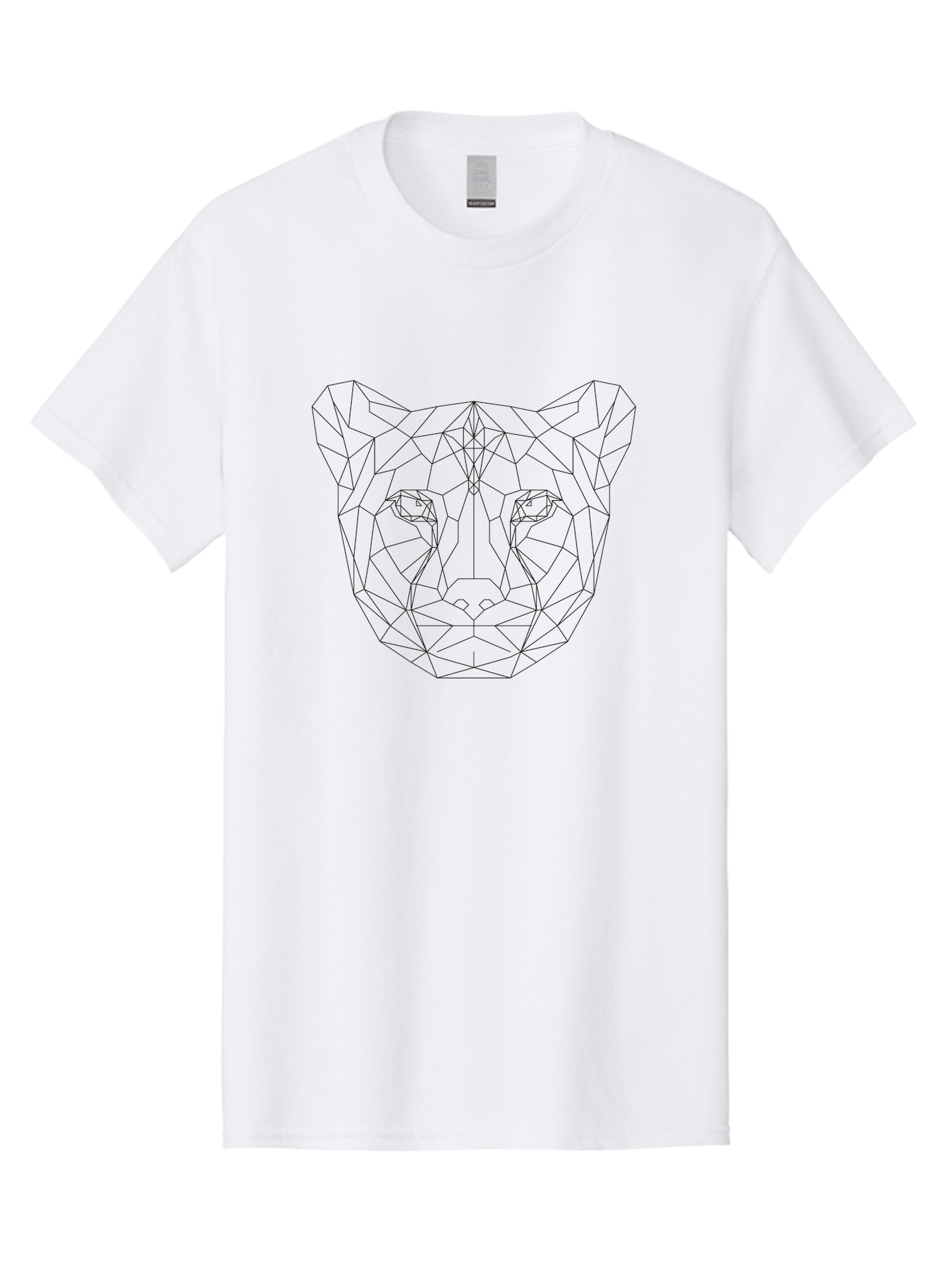 Low-Poly-Cat Men'S Graphic Tee, 100% Cotton, Comfortable Casual Summer Wear, Machine Washable, Geometric Panther, Low Poly Art, Wild Cat, Modern Design, Digital Illustration, Futuristic Style, Minimalist, Wildlife Art, Polygonal Shape - Aaa726
