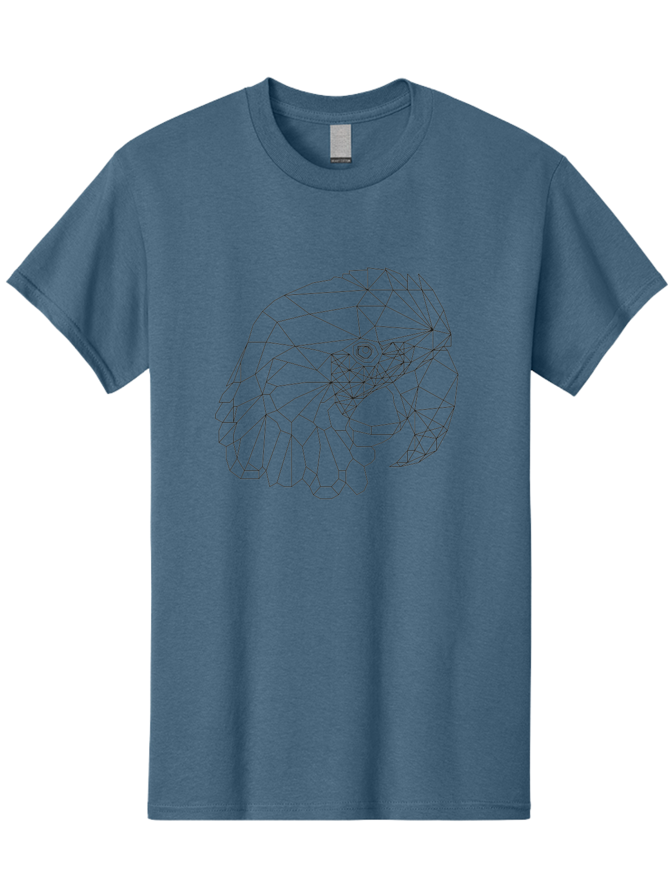Low-Poly-Elephant-Head Men'S Graphic Tee, 100% Cotton, Comfortable Casual Summer Wear, Machine Washable, Low Poly Art, Geometric Design, Ram Skull Illustration, Abstract Animal Art, Minimalist Design, Modern Artwork, Stylized Ram Head, - Aaa727