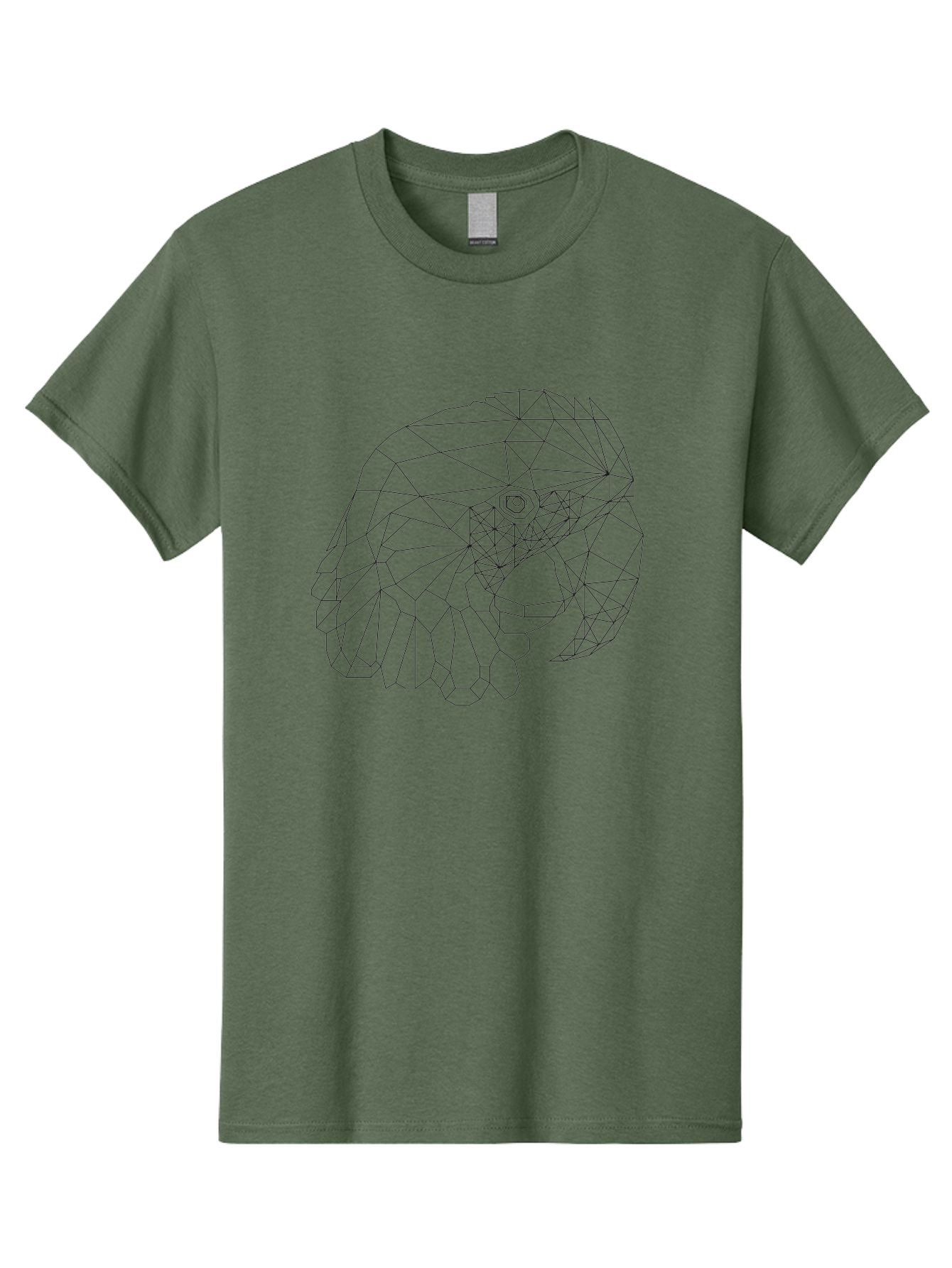 Low-Poly-Elephant-Head Men'S Graphic Tee, 100% Cotton, Comfortable Casual Summer Wear, Machine Washable, Low Poly Art, Geometric Design, Ram Skull Illustration, Abstract Animal Art, Minimalist Design, Modern Artwork, Stylized Ram Head, - Aaa727