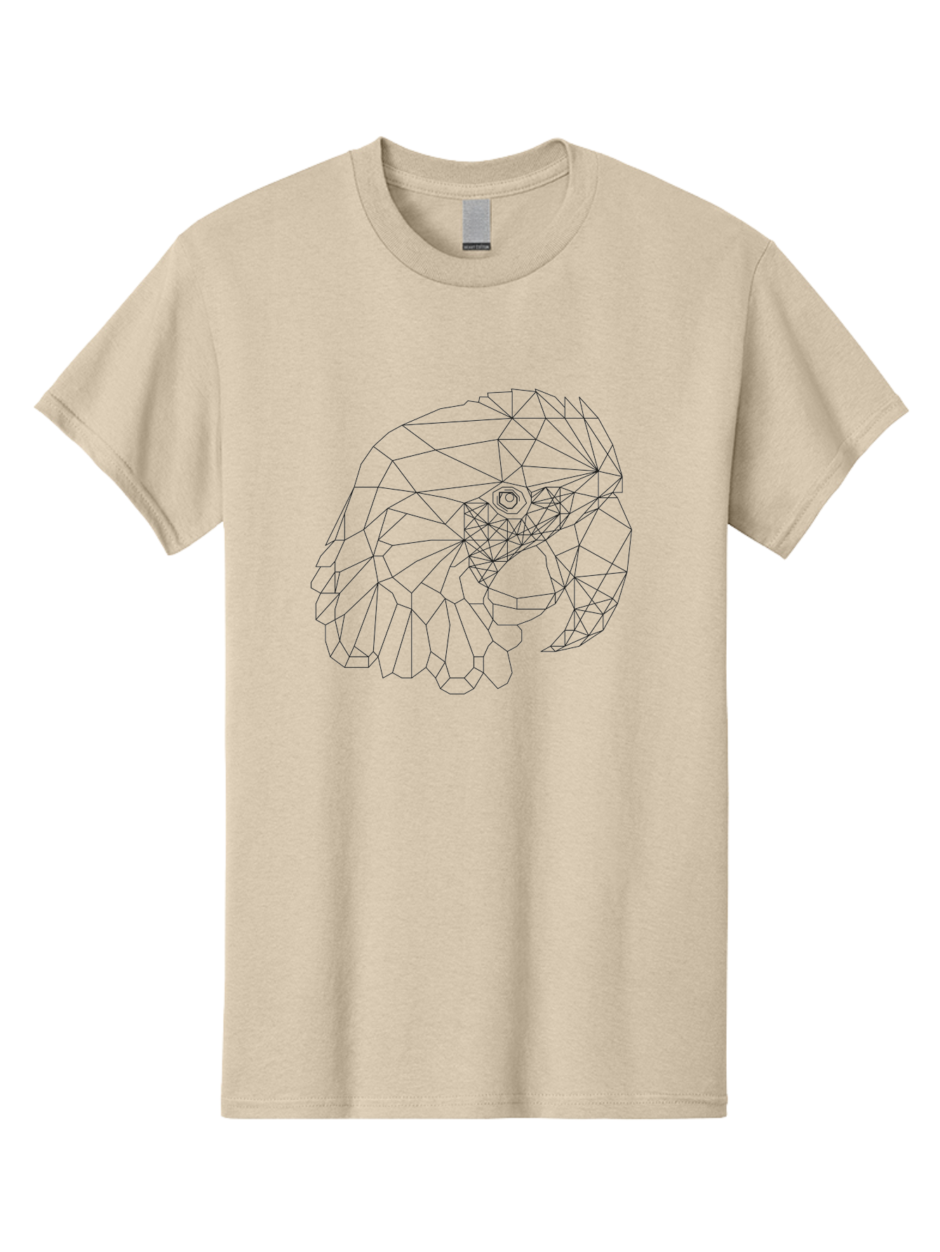 Low-Poly-Elephant-Head Men'S Graphic Tee, 100% Cotton, Comfortable Casual Summer Wear, Machine Washable, Low Poly Art, Geometric Design, Ram Skull Illustration, Abstract Animal Art, Minimalist Design, Modern Artwork, Stylized Ram Head, - Aaa727