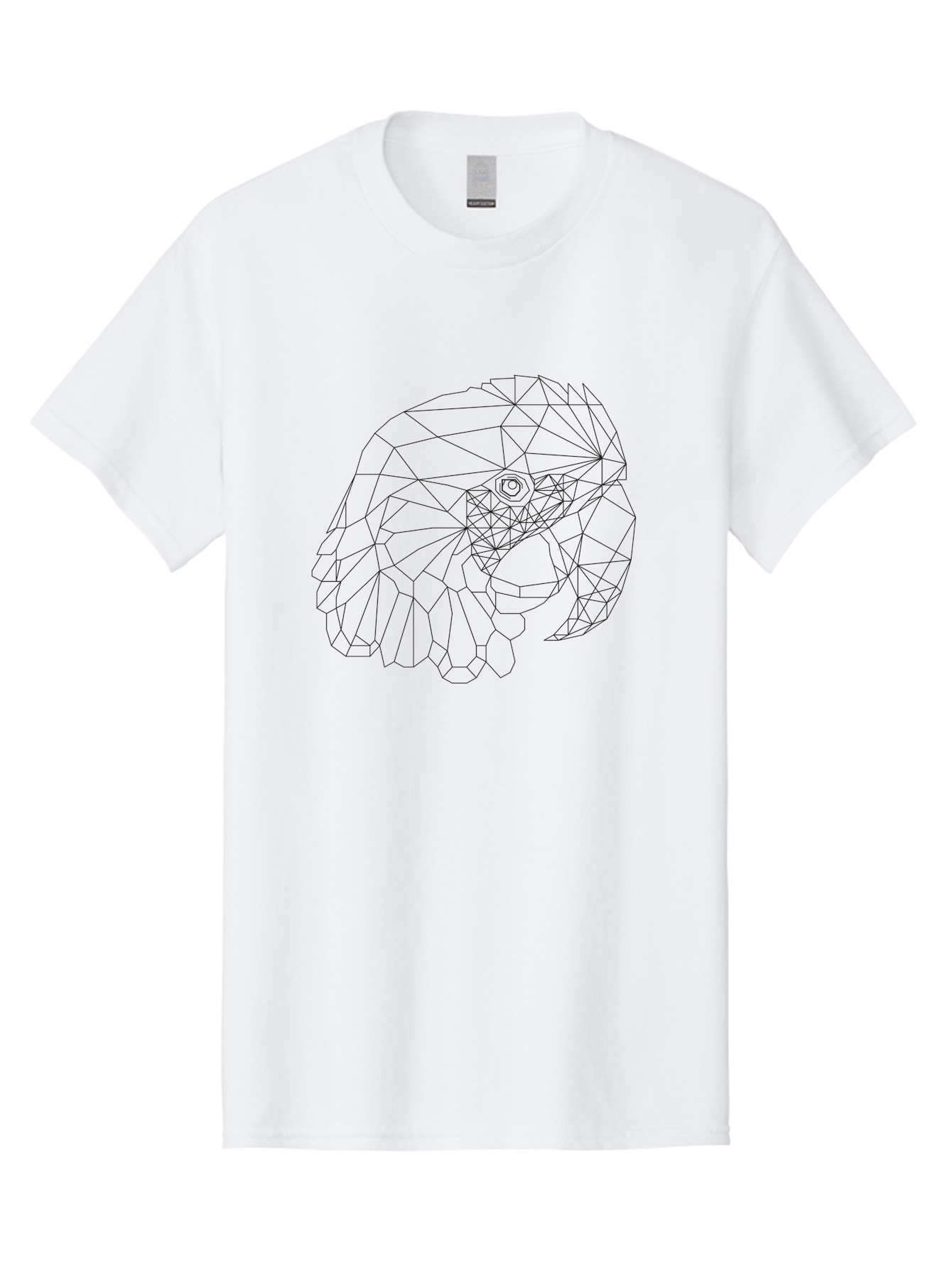 Low-Poly-Elephant-Head Men'S Graphic Tee, 100% Cotton, Comfortable Casual Summer Wear, Machine Washable, Low Poly Art, Geometric Design, Ram Skull Illustration, Abstract Animal Art, Minimalist Design, Modern Artwork, Stylized Ram Head, - Aaa727