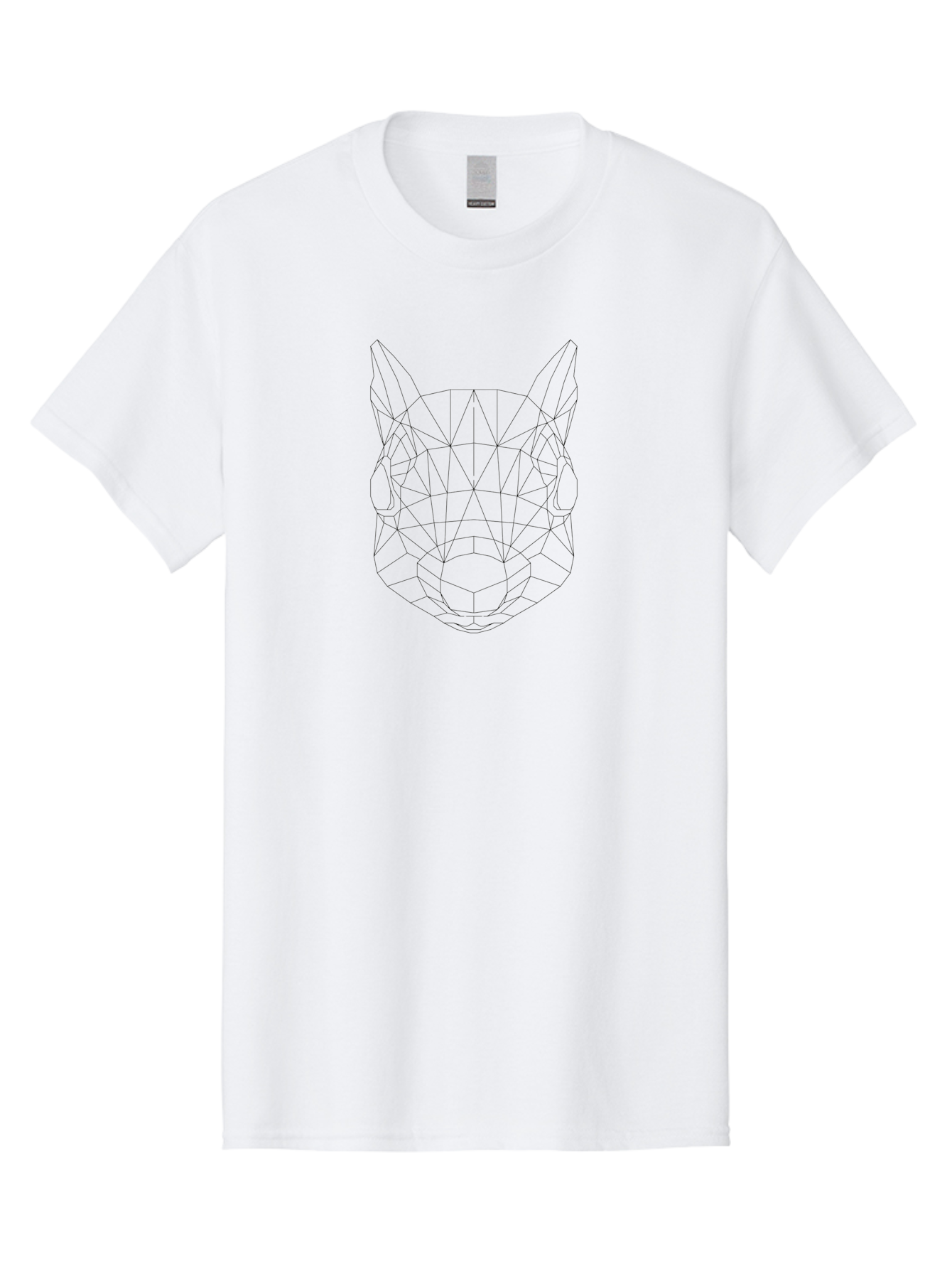 Low-Poly-Wolf-Head Men'S Graphic Tee, 100% Cotton, Comfortable Casual Summer Wear, Machine Washable, Geometric Wolf, Low-Poly Art, Modern Design, Minimalist Style, Abstract Animal, Polygonal Shape, Black Lines, White Background, -  Aaa730