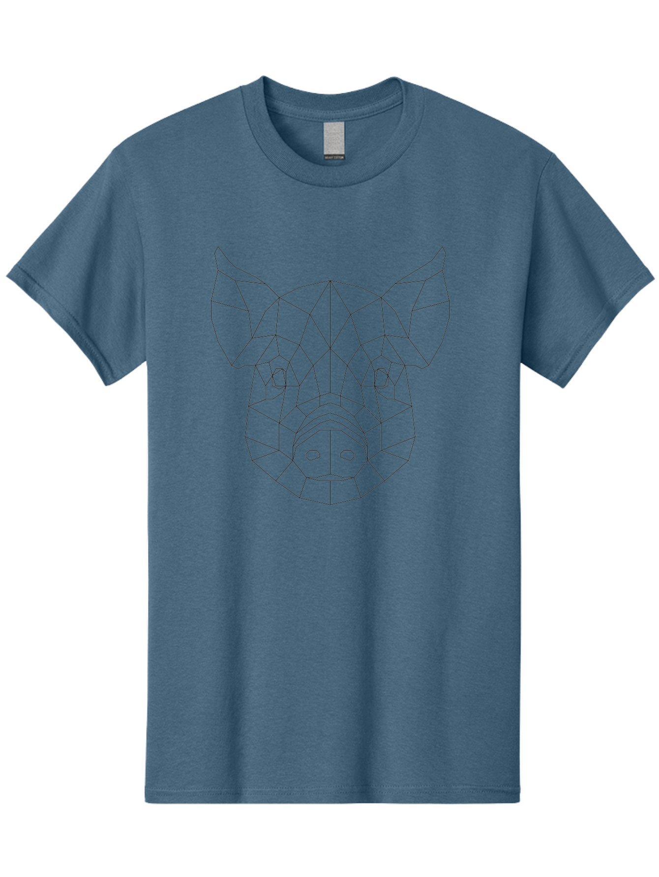 Pig-Head Men'S Graphic Tee, 100% Cotton, Comfortable Casual Summer Wear, Machine Washable, Geometric Pig Head, Modern Art, Polygonal Design, Animal Illustration, Low Poly Art, Pig Face, Angular Shapes, Contemporary Graphics - Aaa732
