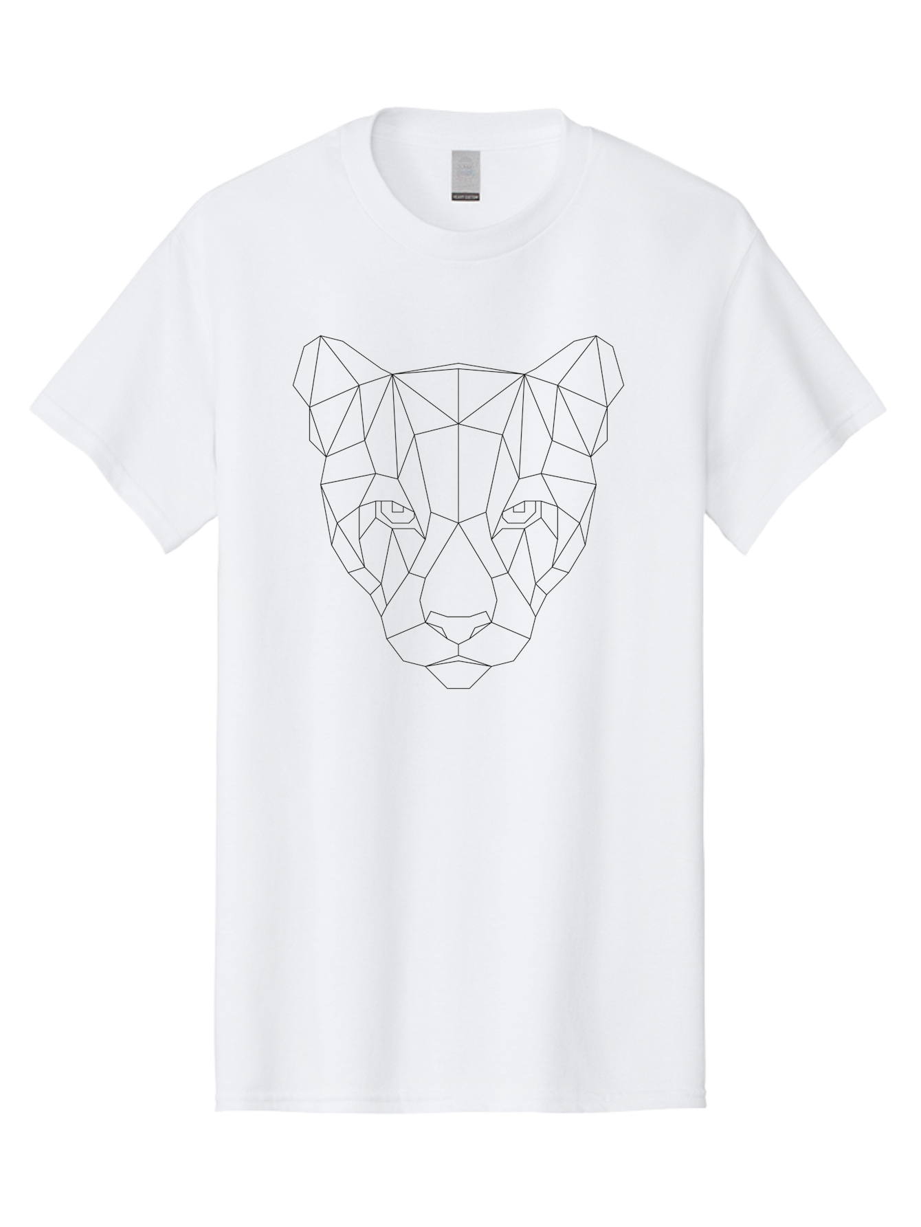 Polygon-Panther-Head Men'S Graphic Tee, 100% Cotton, Comfortable Casual Summer Wear, Machine Washable, Geometric Panther, Low Poly Art, Modern Design, Minimalist Style, Abstract Animal, Futuristic Graphics, Digital Illustration, - Aaa733
