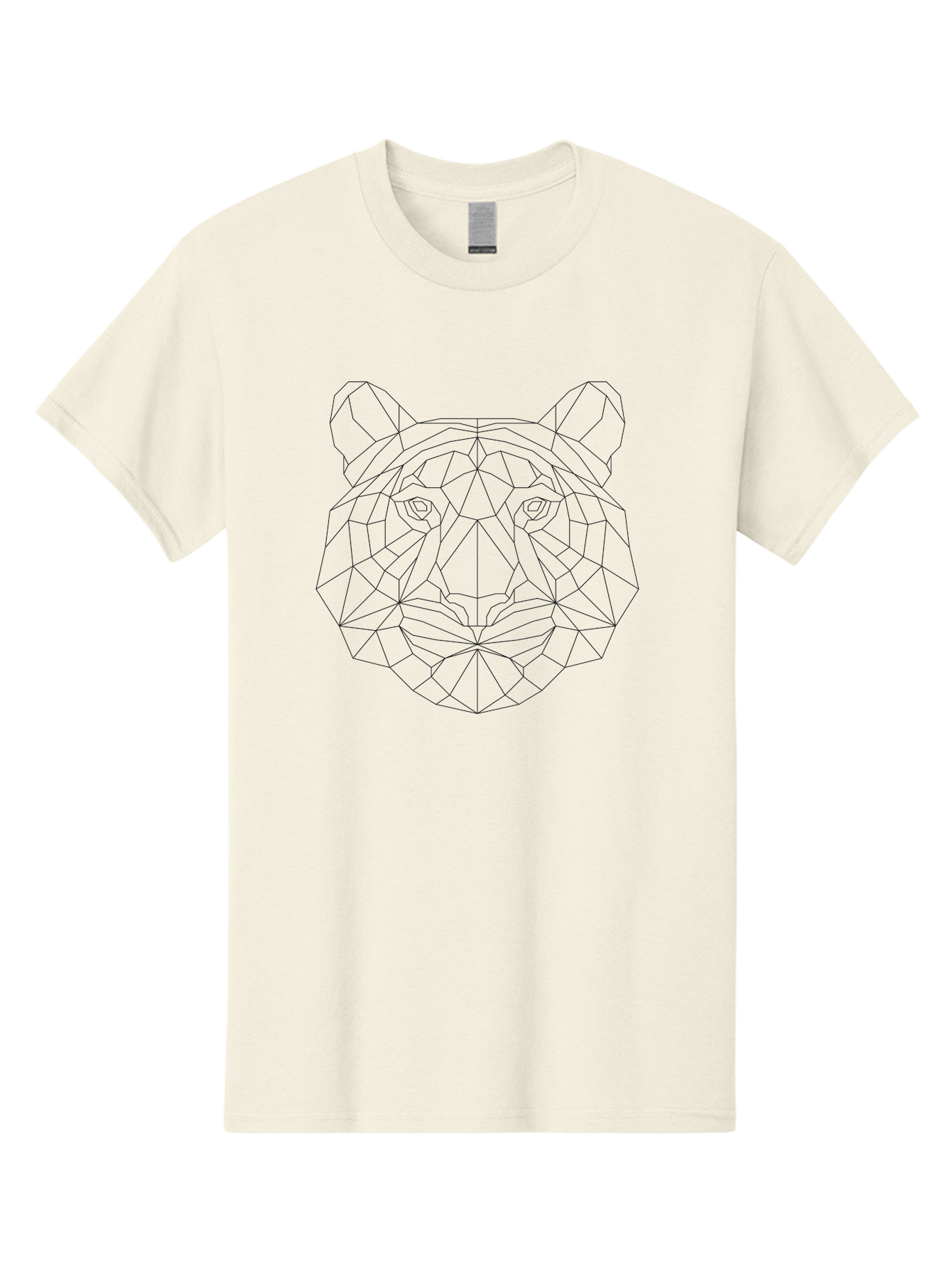 Tiger-Head Men'S Graphic Tee, 100% Cotton, Comfortable Casual Summer Wear, Machine Washable, Geometric Tiger Face, Low Poly Art, Tiger Illustration, Animal Design, Polygon Art, Modern Graphics, Wildlife Art, Digital Illustration, - Aaa738