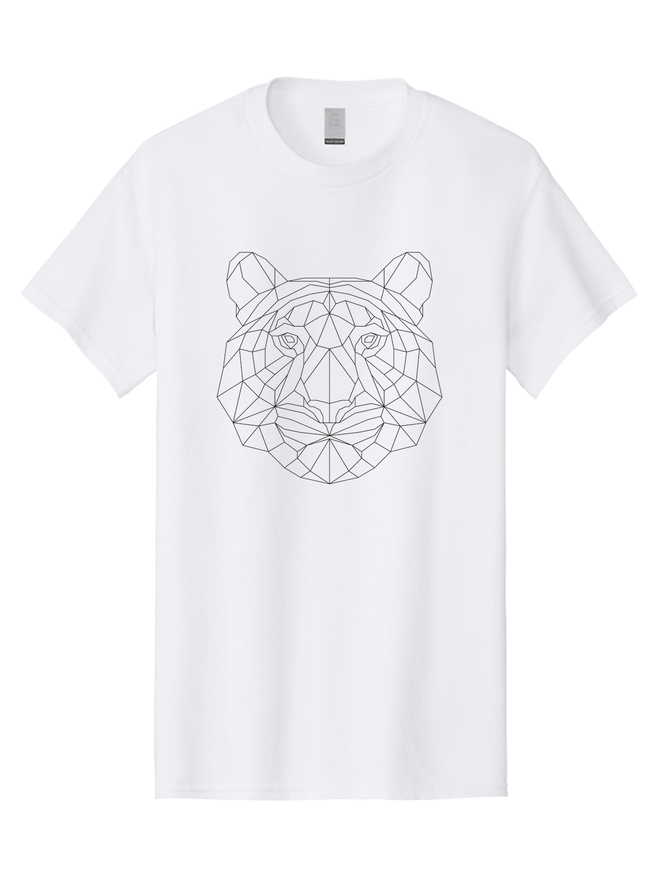 Tiger-Head Men'S Graphic Tee, 100% Cotton, Comfortable Casual Summer Wear, Machine Washable, Geometric Tiger Face, Low Poly Art, Tiger Illustration, Animal Design, Polygon Art, Modern Graphics, Wildlife Art, Digital Illustration, - Aaa738