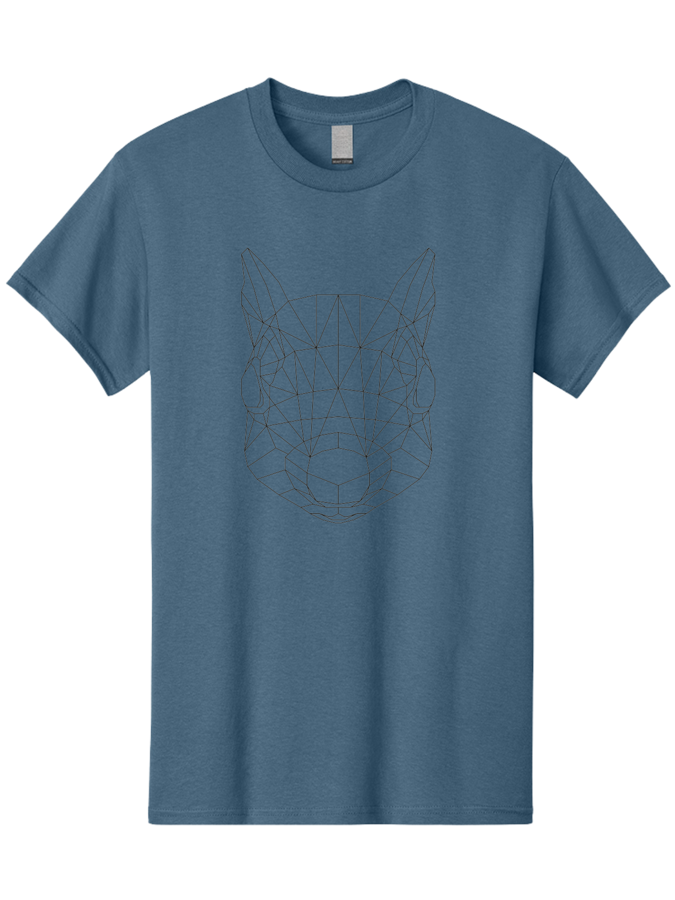 Wolf-Head Men'S Graphic Tee, 100% Cotton, Comfortable Casual Summer Wear, Machine Washable, Wolf Head, Low Poly Art, Geometric Design, Modern Illustration, Futuristic Style, Digital Graphics, Abstract Animal, Polygon Mesh -  Aaa739