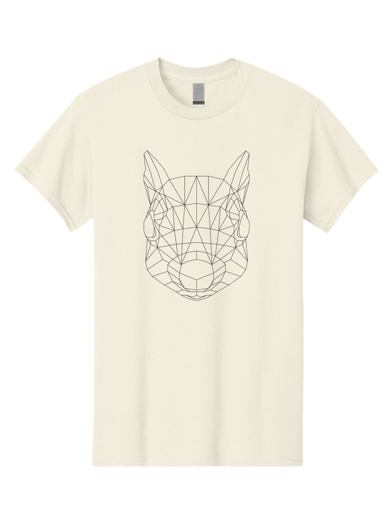 Wolf-Head Men'S Graphic Tee, 100% Cotton, Comfortable Casual Summer Wear, Machine Washable, Wolf Head, Low Poly Art, Geometric Design, Modern Illustration, Futuristic Style, Digital Graphics, Abstract Animal, Polygon Mesh -  Aaa739