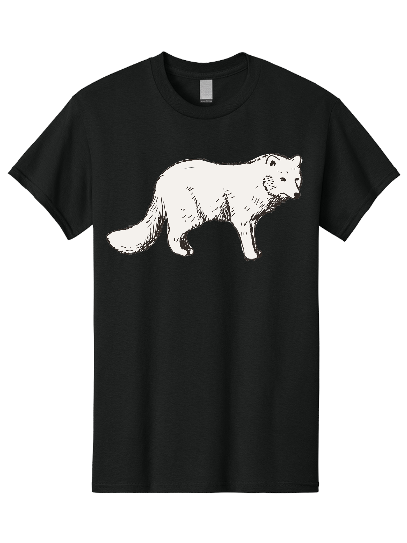 Arctic-Fox Men'S Graphic Tee, 100% Cotton, Comfortable Casual Summer Wear, Machine Washable, Arctic Fox, White Fur, Wild Animal, Wildlife Illustration, Cartoon Style, Simple Lines, Hand-Drawn, Furry Texture, Animal Portrait - Aaa741