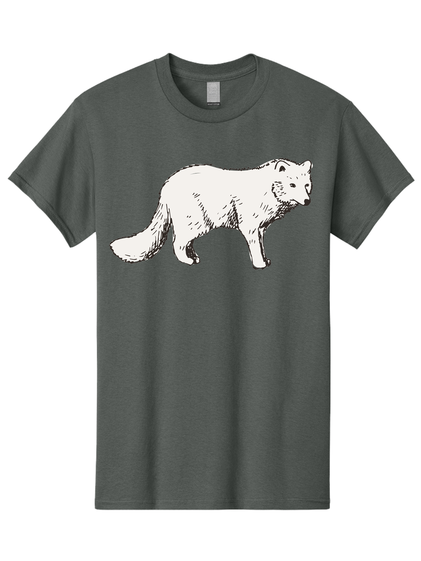 Arctic-Fox Men'S Graphic Tee, 100% Cotton, Comfortable Casual Summer Wear, Machine Washable, Arctic Fox, White Fur, Wild Animal, Wildlife Illustration, Cartoon Style, Simple Lines, Hand-Drawn, Furry Texture, Animal Portrait - Aaa741