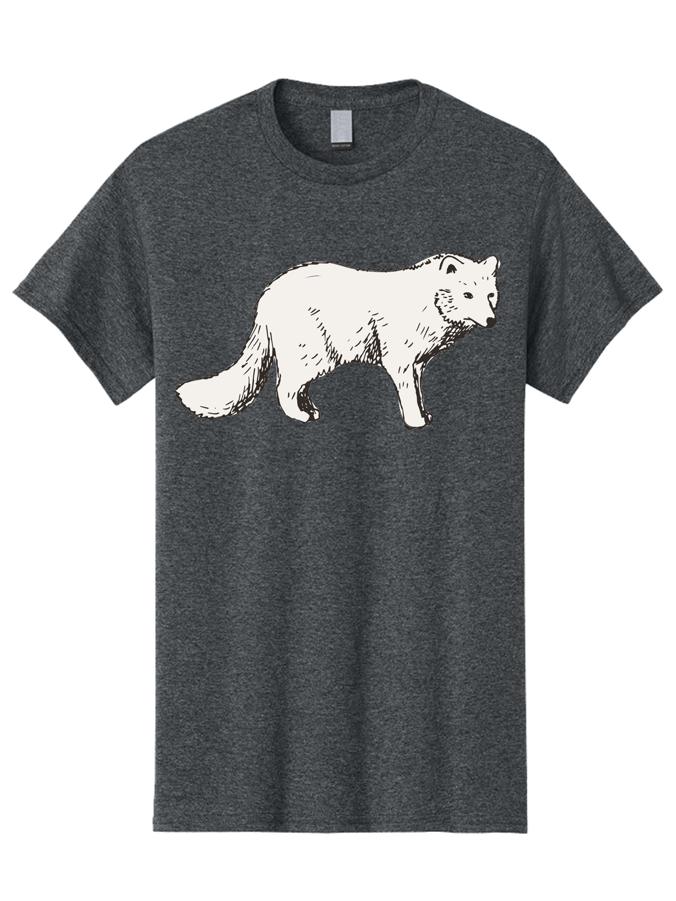 Arctic-Fox Men'S Graphic Tee, 100% Cotton, Comfortable Casual Summer Wear, Machine Washable, Arctic Fox, White Fur, Wild Animal, Wildlife Illustration, Cartoon Style, Simple Lines, Hand-Drawn, Furry Texture, Animal Portrait - Aaa741
