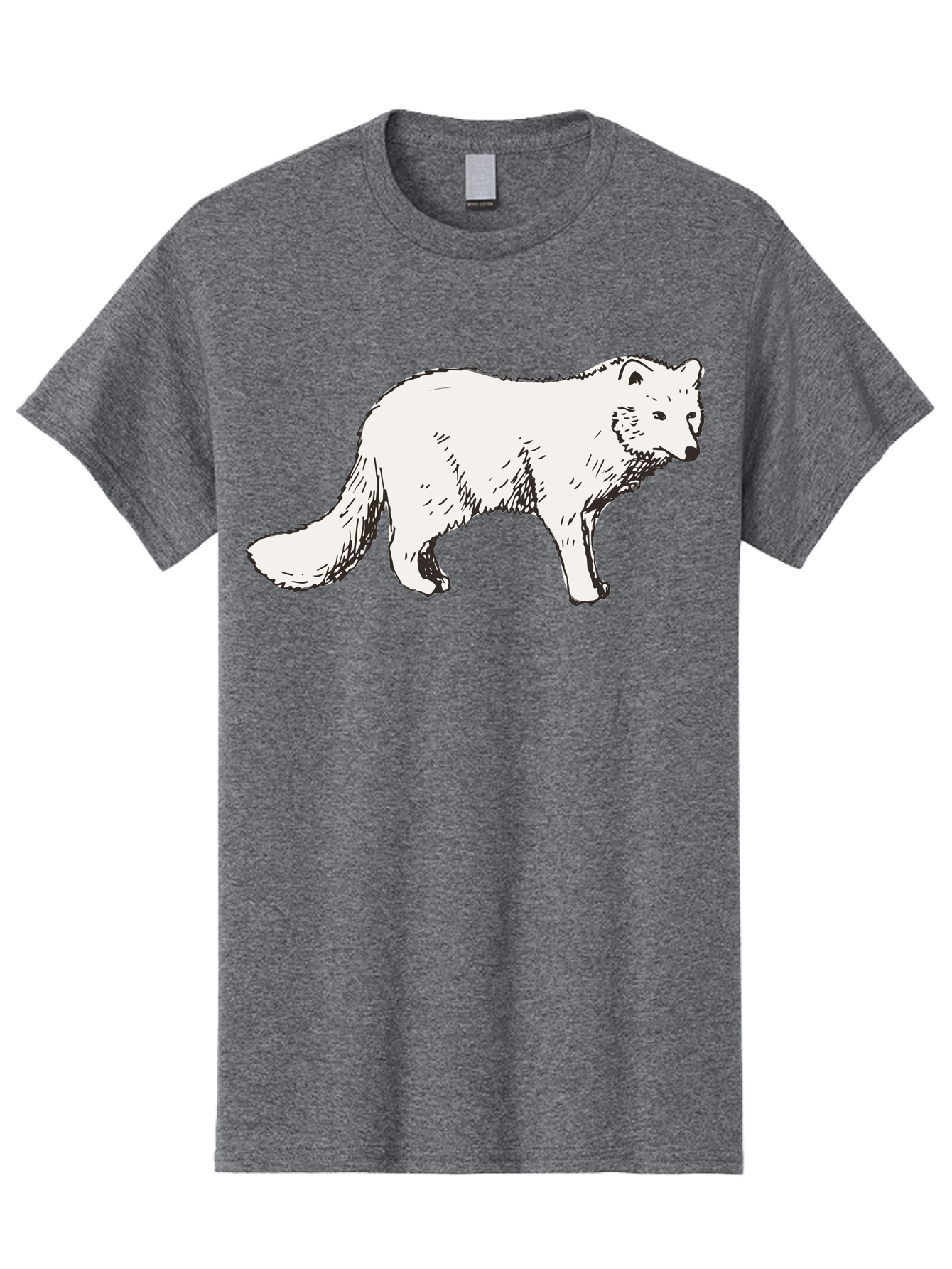 Arctic-Fox Men'S Graphic Tee, 100% Cotton, Comfortable Casual Summer Wear, Machine Washable, Arctic Fox, White Fur, Wild Animal, Wildlife Illustration, Cartoon Style, Simple Lines, Hand-Drawn, Furry Texture, Animal Portrait - Aaa741