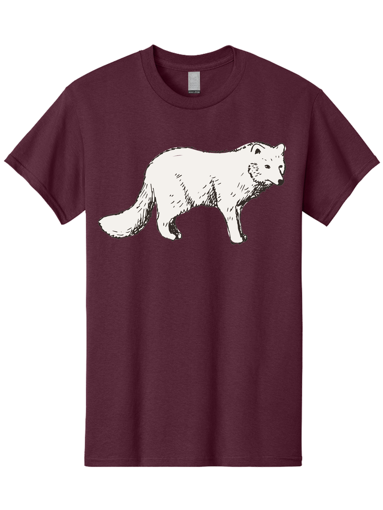 Arctic-Fox Men'S Graphic Tee, 100% Cotton, Comfortable Casual Summer Wear, Machine Washable, Arctic Fox, White Fur, Wild Animal, Wildlife Illustration, Cartoon Style, Simple Lines, Hand-Drawn, Furry Texture, Animal Portrait - Aaa741