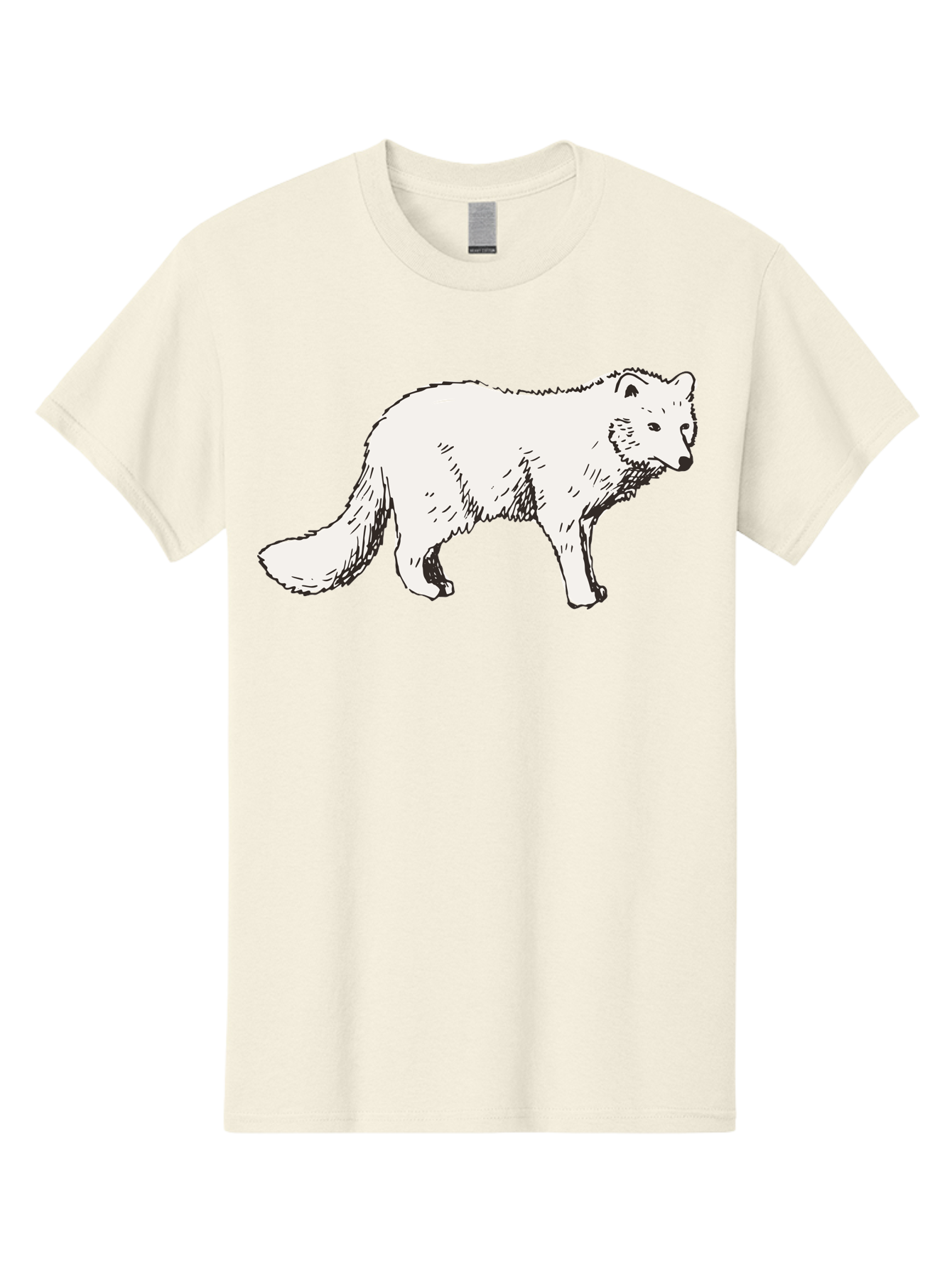 Arctic-Fox Men'S Graphic Tee, 100% Cotton, Comfortable Casual Summer Wear, Machine Washable, Arctic Fox, White Fur, Wild Animal, Wildlife Illustration, Cartoon Style, Simple Lines, Hand-Drawn, Furry Texture, Animal Portrait - Aaa741