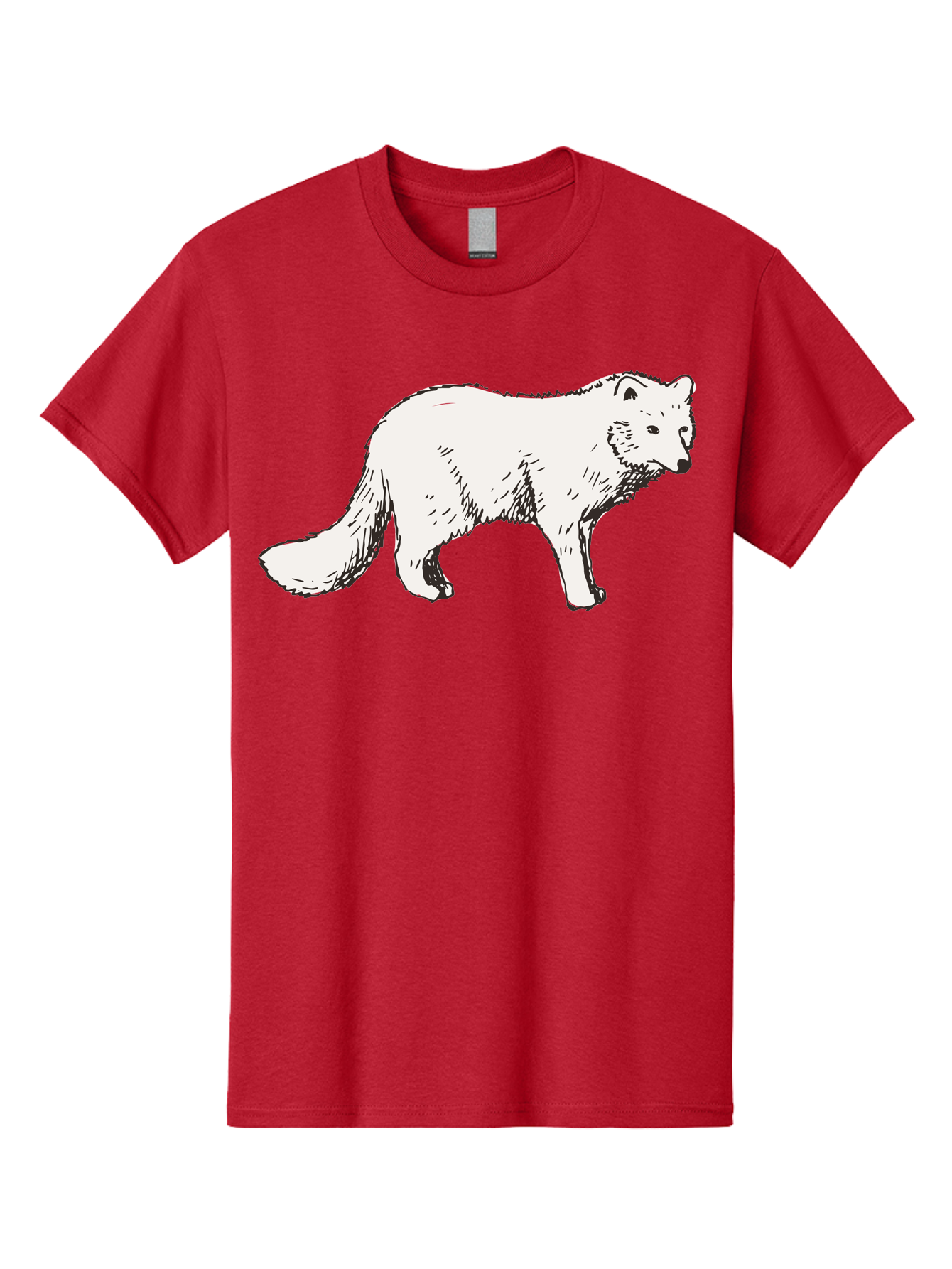 Arctic-Fox Men'S Graphic Tee, 100% Cotton, Comfortable Casual Summer Wear, Machine Washable, Arctic Fox, White Fur, Wild Animal, Wildlife Illustration, Cartoon Style, Simple Lines, Hand-Drawn, Furry Texture, Animal Portrait - Aaa741