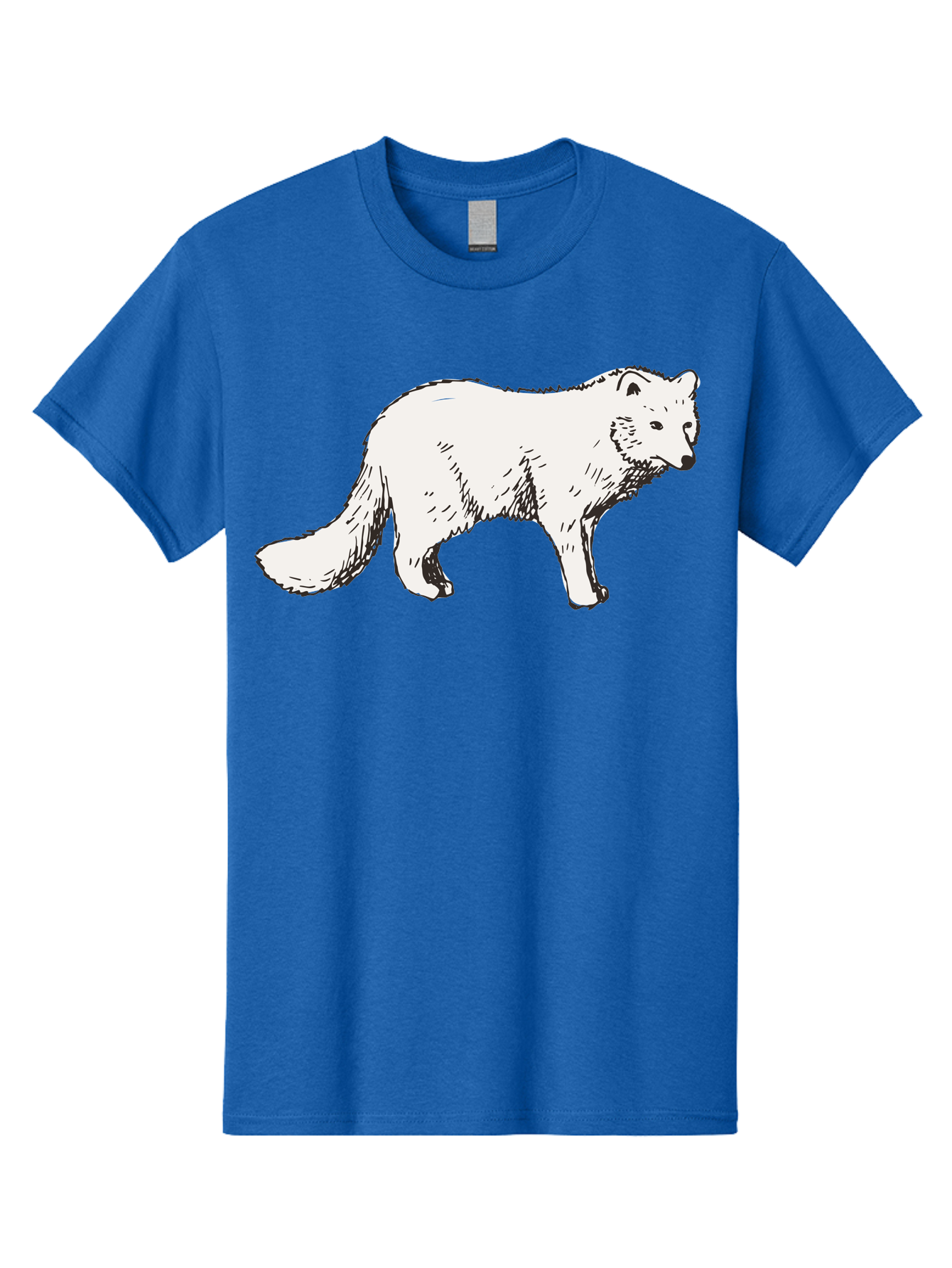 Arctic-Fox Men'S Graphic Tee, 100% Cotton, Comfortable Casual Summer Wear, Machine Washable, Arctic Fox, White Fur, Wild Animal, Wildlife Illustration, Cartoon Style, Simple Lines, Hand-Drawn, Furry Texture, Animal Portrait - Aaa741