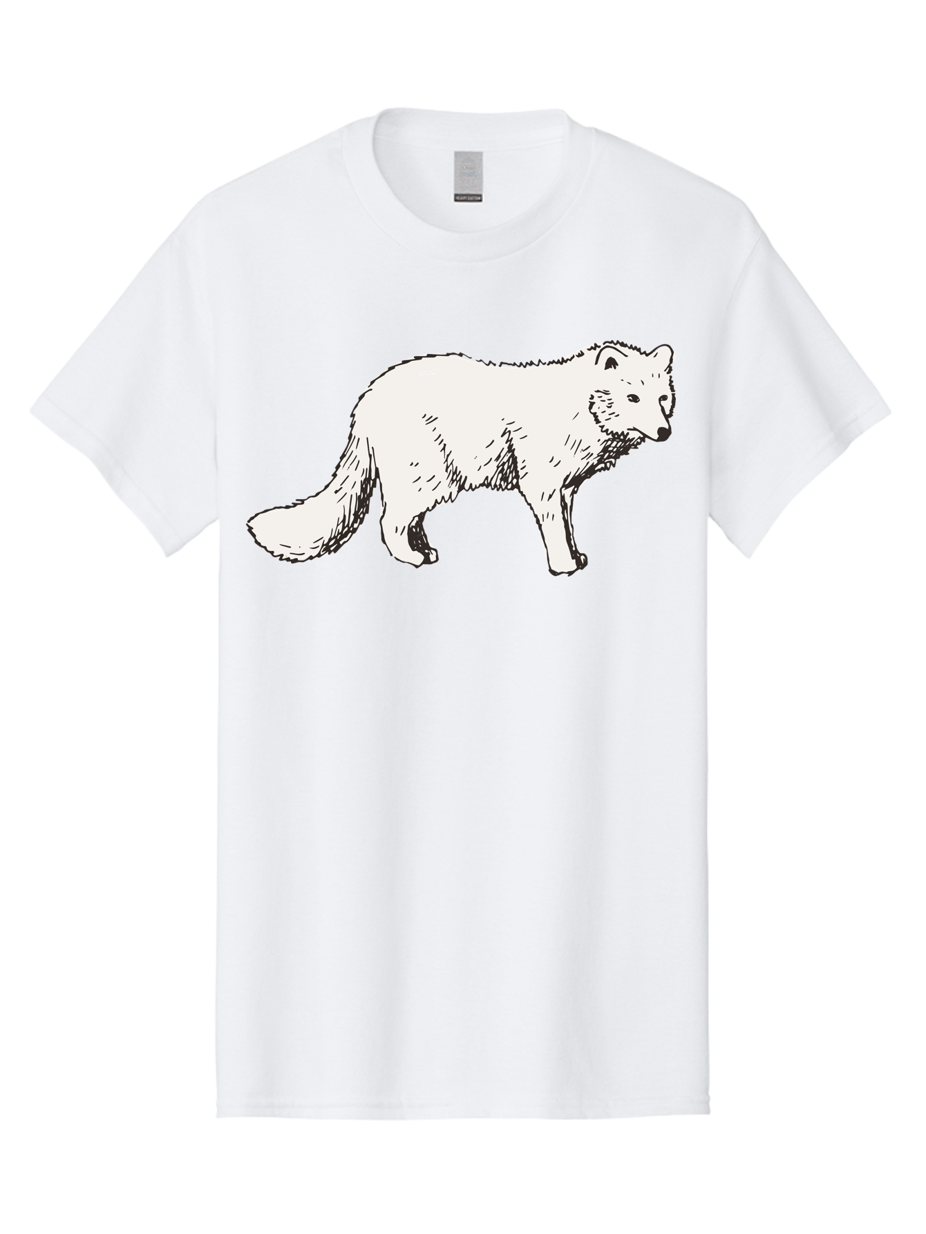 Arctic-Fox Men'S Graphic Tee, 100% Cotton, Comfortable Casual Summer Wear, Machine Washable, Arctic Fox, White Fur, Wild Animal, Wildlife Illustration, Cartoon Style, Simple Lines, Hand-Drawn, Furry Texture, Animal Portrait - Aaa741