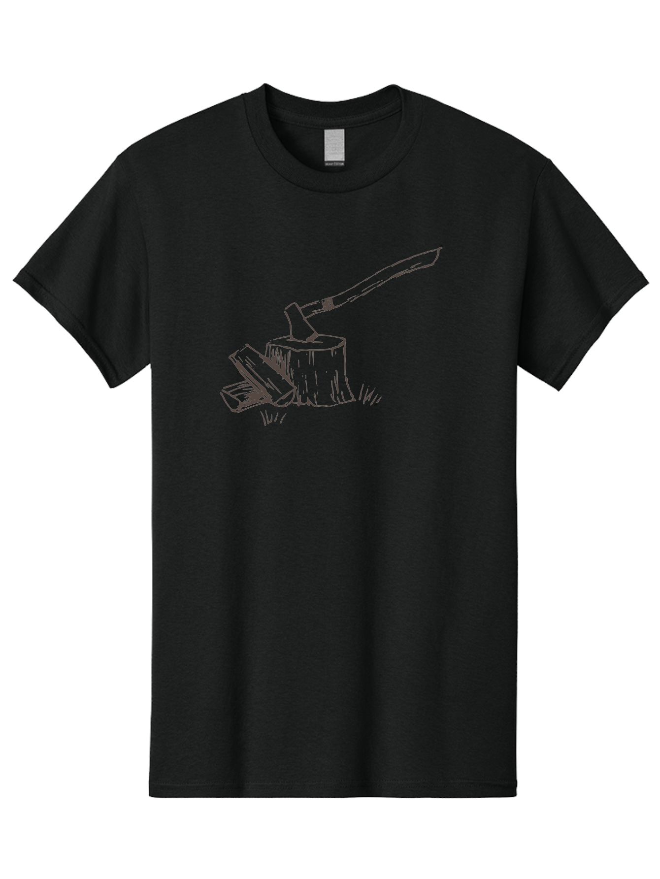 Axe-Chopping-Wood Men'S Graphic Tee, 100% Cotton, Comfortable Casual Summer Wear, Machine Washable, Axe On Chopping Block, Chopping Wood, Log Splitting, Firewood Preparation, Rustic Tools, Outdoor Activity, Axe Handle, Wooden Stump - Aaa749