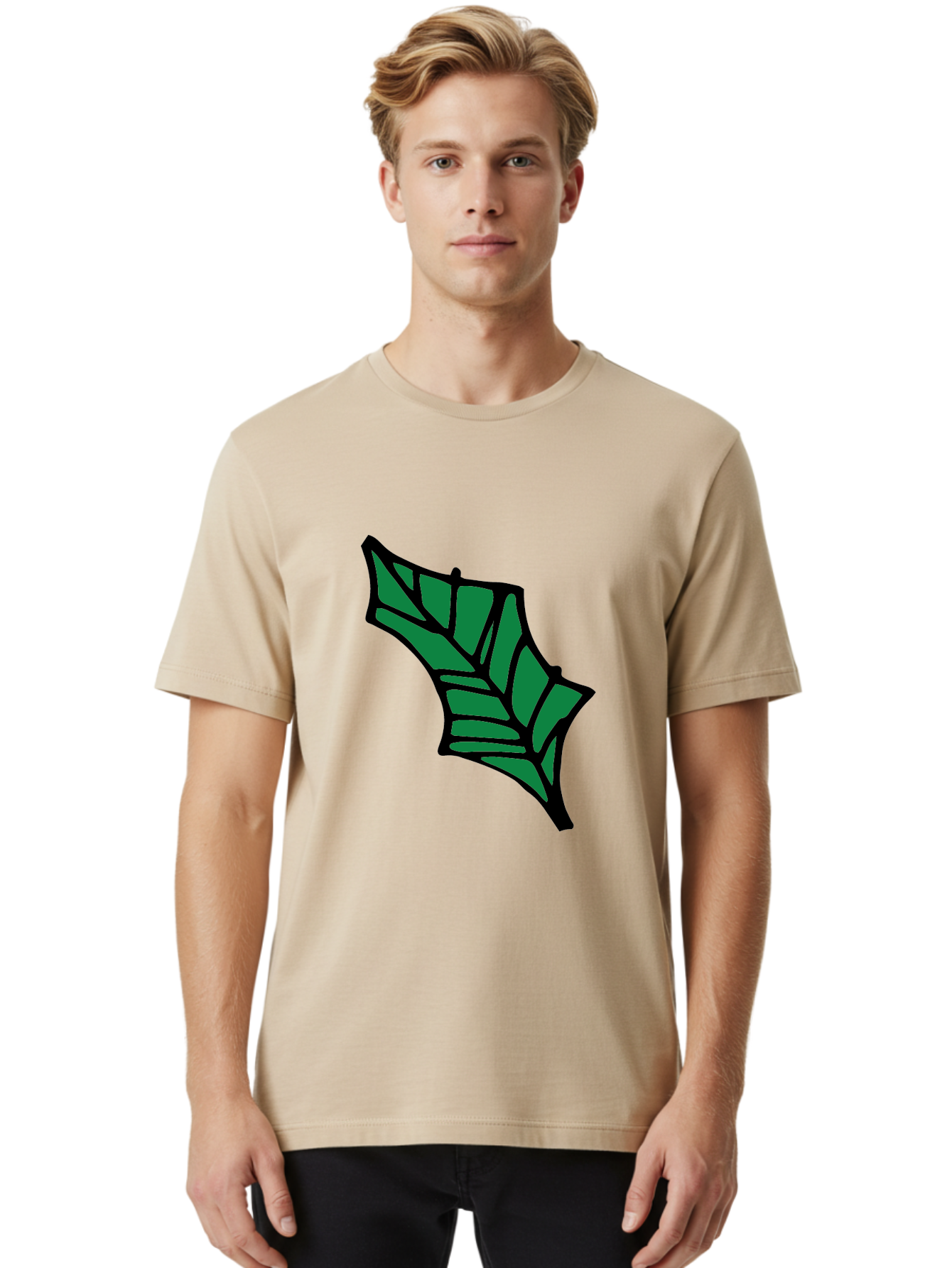 Bat-Wing-1 Men'S Graphic Tee, 100% Cotton, Comfortable Casual Summer Wear, Machine Washable, Bat, Black Outline, Green Fill, Abstract Shapes, Wing Pattern, Wildlife Art, Simple Design, Cartoon Style - Aaa751