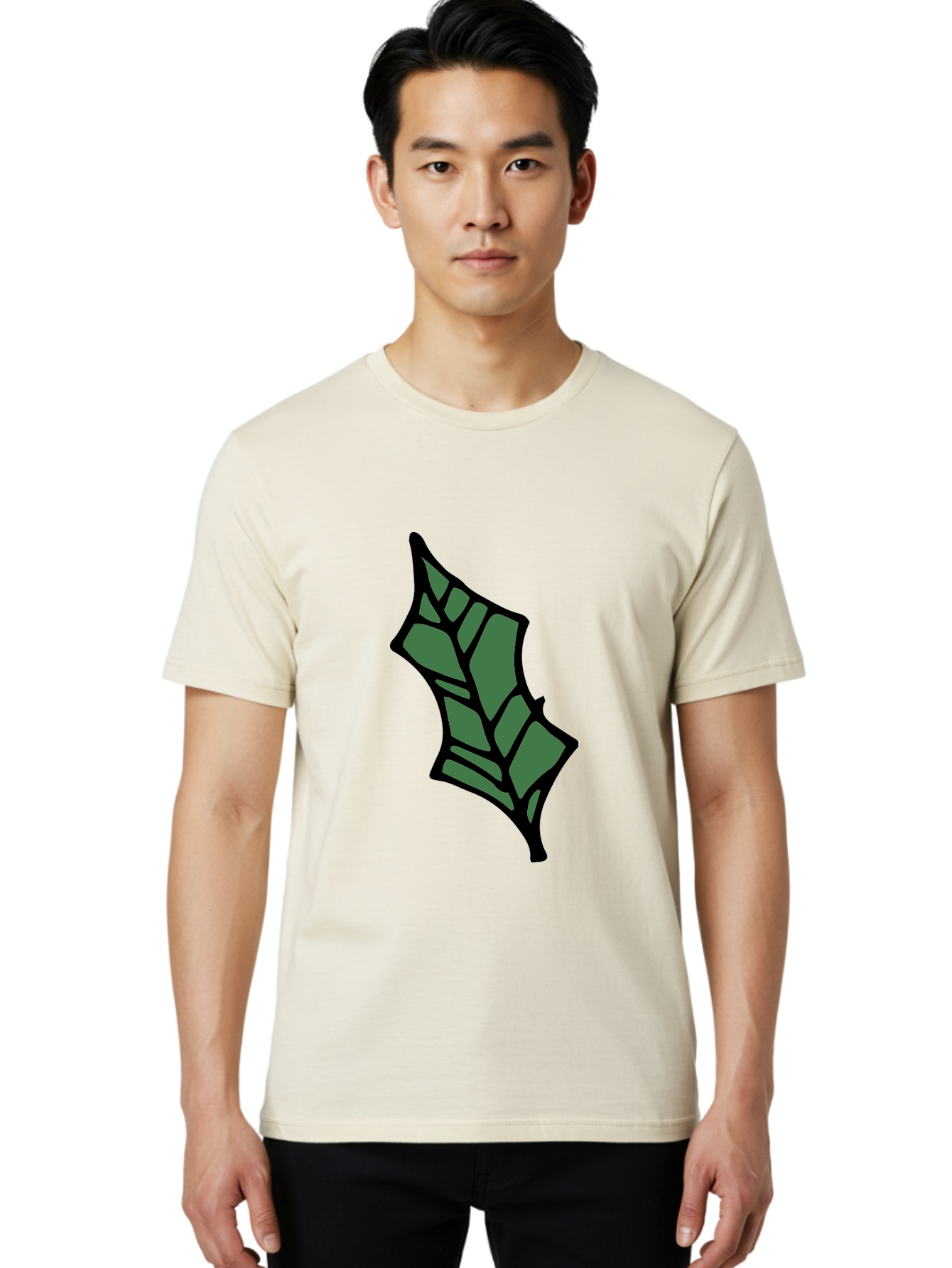 Bat-Wing Men'S Graphic Tee, 100% Cotton, Comfortable Casual Summer Wear, Machine Washable, Cartoon Bat, Simple Design, Dark Green, Black Outline, Geometric Shapes, Cartoon Style, Simple Illustration, Bat Symbol, Graphic Element - Aaa752