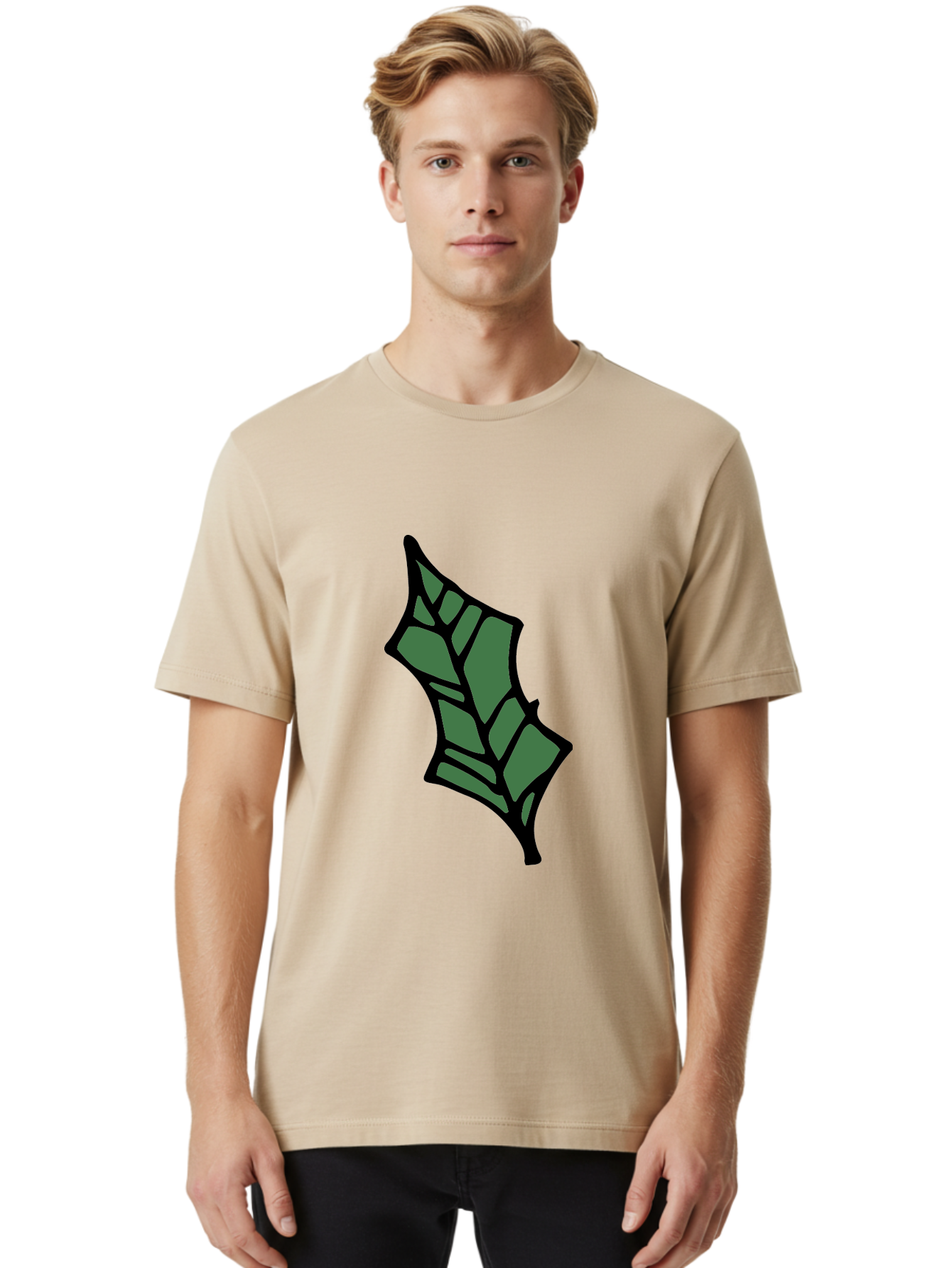 Bat-Wing Men'S Graphic Tee, 100% Cotton, Comfortable Casual Summer Wear, Machine Washable, Cartoon Bat, Simple Design, Dark Green, Black Outline, Geometric Shapes, Cartoon Style, Simple Illustration, Bat Symbol, Graphic Element - Aaa752