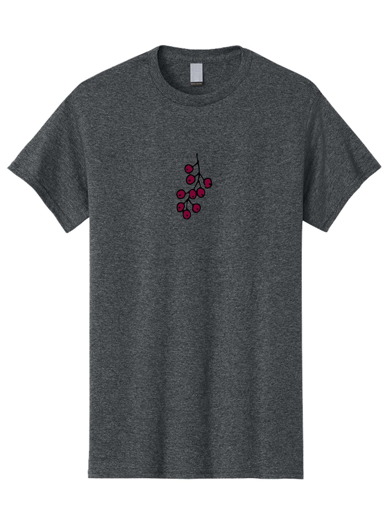 Berries Men'S Graphic Tee, 100% Cotton, Comfortable Casual Summer Wear, Machine Washable, Cluster Of Red Berries, Dark Red Color, Simple Design, Minimalist Illustration, Fruit Branch, Autumn Theme - Aaa754