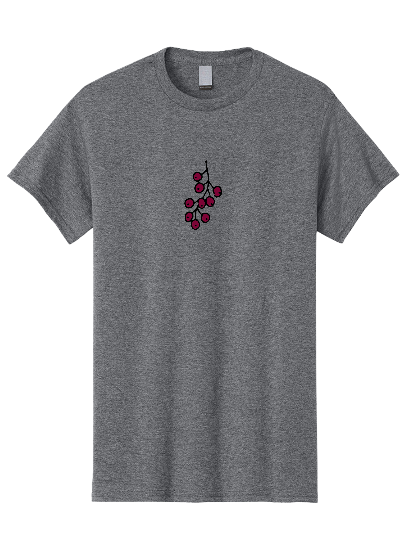 Berries Men'S Graphic Tee, 100% Cotton, Comfortable Casual Summer Wear, Machine Washable, Cluster Of Red Berries, Dark Red Color, Simple Design, Minimalist Illustration, Fruit Branch, Autumn Theme - Aaa754