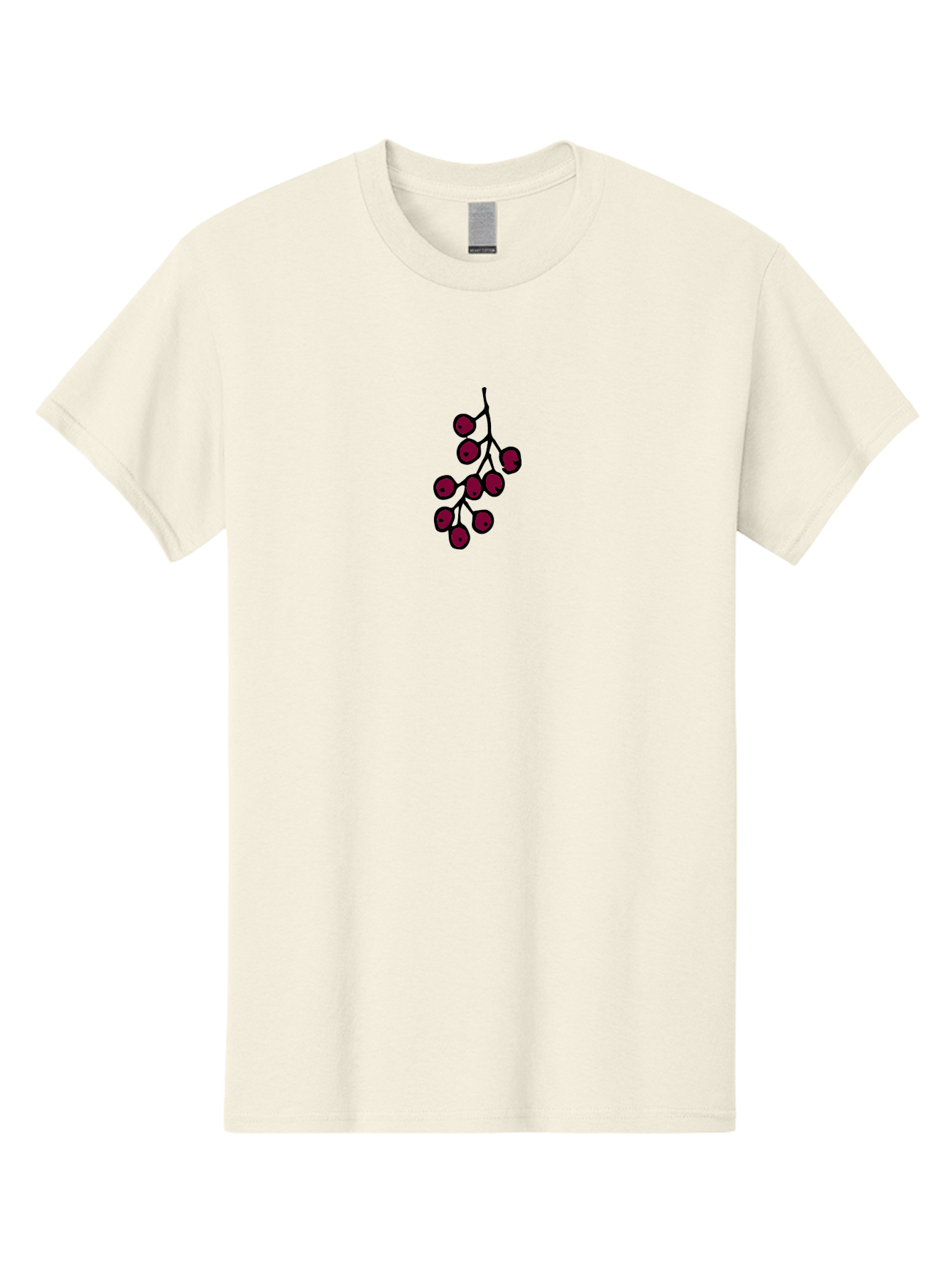 Berries Men'S Graphic Tee, 100% Cotton, Comfortable Casual Summer Wear, Machine Washable, Cluster Of Red Berries, Dark Red Color, Simple Design, Minimalist Illustration, Fruit Branch, Autumn Theme - Aaa754