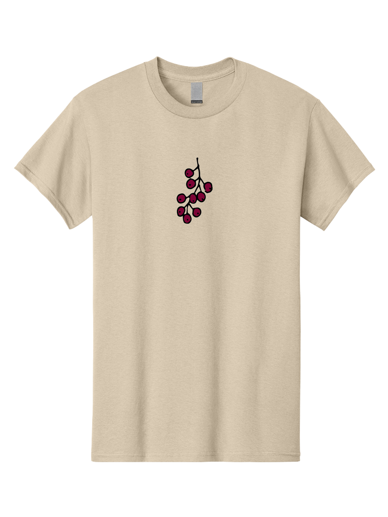 Berries Men'S Graphic Tee, 100% Cotton, Comfortable Casual Summer Wear, Machine Washable, Cluster Of Red Berries, Dark Red Color, Simple Design, Minimalist Illustration, Fruit Branch, Autumn Theme - Aaa754