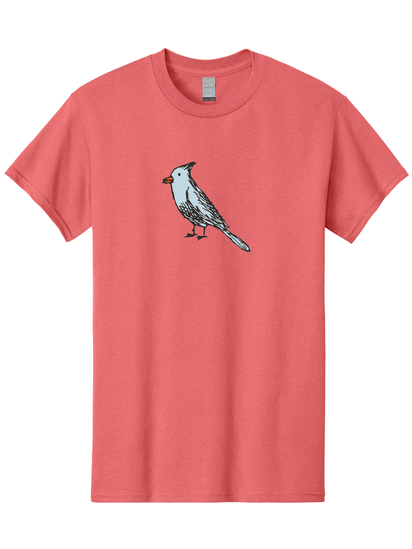 Bird-1 Men'S Graphic Tee, 100% Cotton, Comfortable Casual Summer Wear, Machine Washable, Cartoon Bird, Simple Drawing, White Bird, Black Feathers, Orange Beak, Childish Art, Minimalist Design, Stylized Illustration, Simple Shapes, Cute Bird - Aaa755