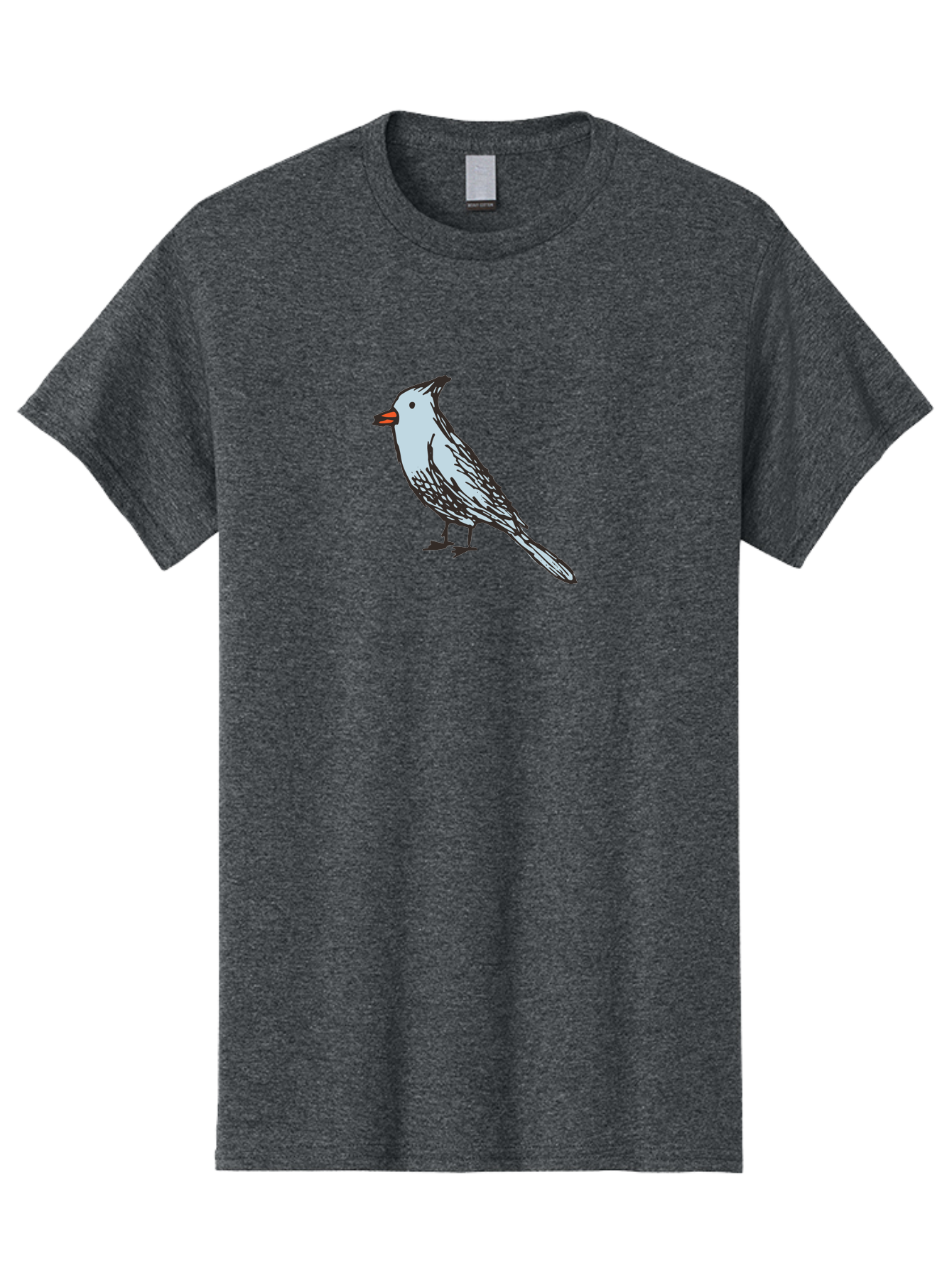 Bird-1 Men'S Graphic Tee, 100% Cotton, Comfortable Casual Summer Wear, Machine Washable, Cartoon Bird, Simple Drawing, White Bird, Black Feathers, Orange Beak, Childish Art, Minimalist Design, Stylized Illustration, Simple Shapes, Cute Bird - Aaa755