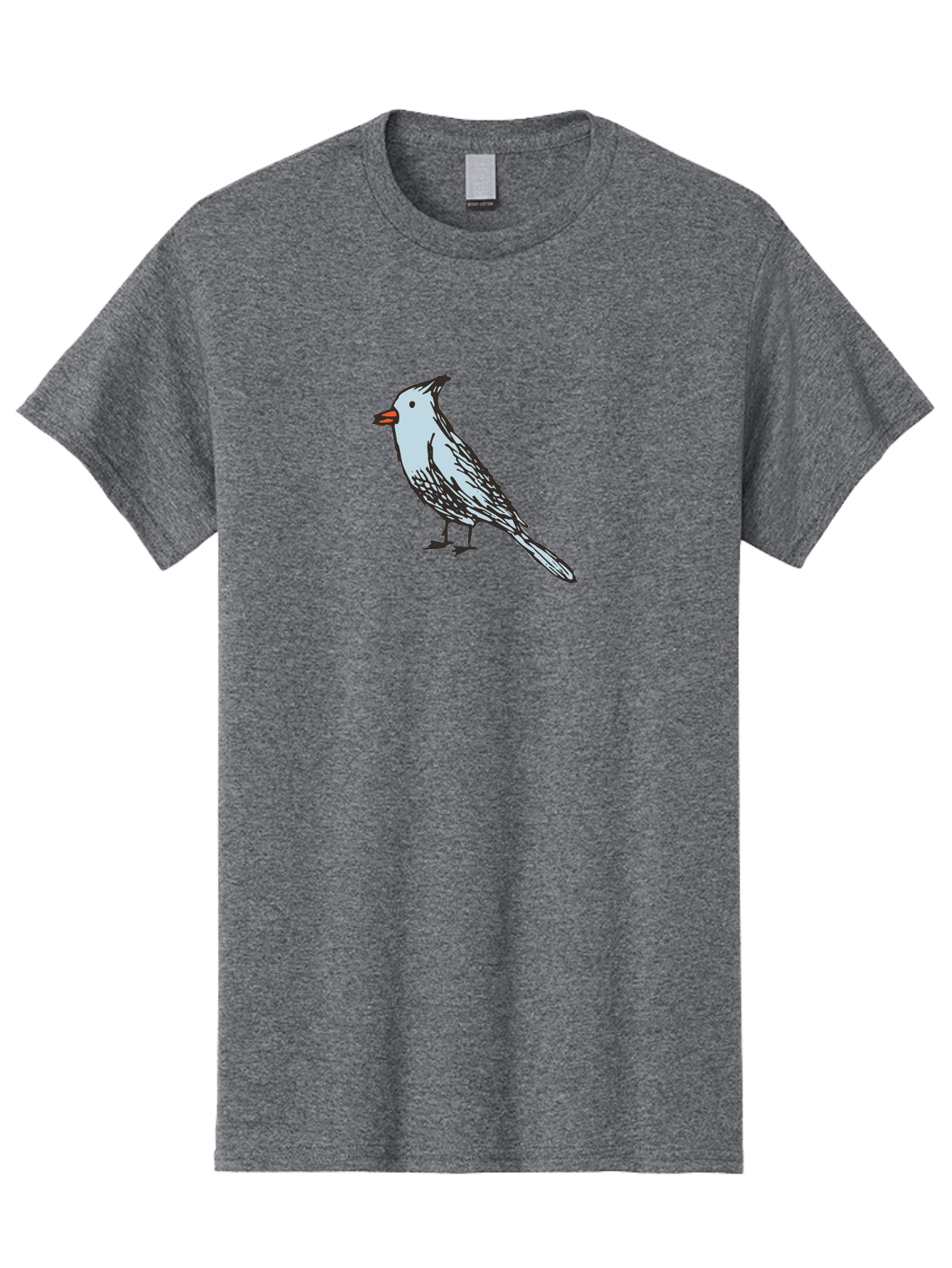 Bird-1 Men'S Graphic Tee, 100% Cotton, Comfortable Casual Summer Wear, Machine Washable, Cartoon Bird, Simple Drawing, White Bird, Black Feathers, Orange Beak, Childish Art, Minimalist Design, Stylized Illustration, Simple Shapes, Cute Bird - Aaa755