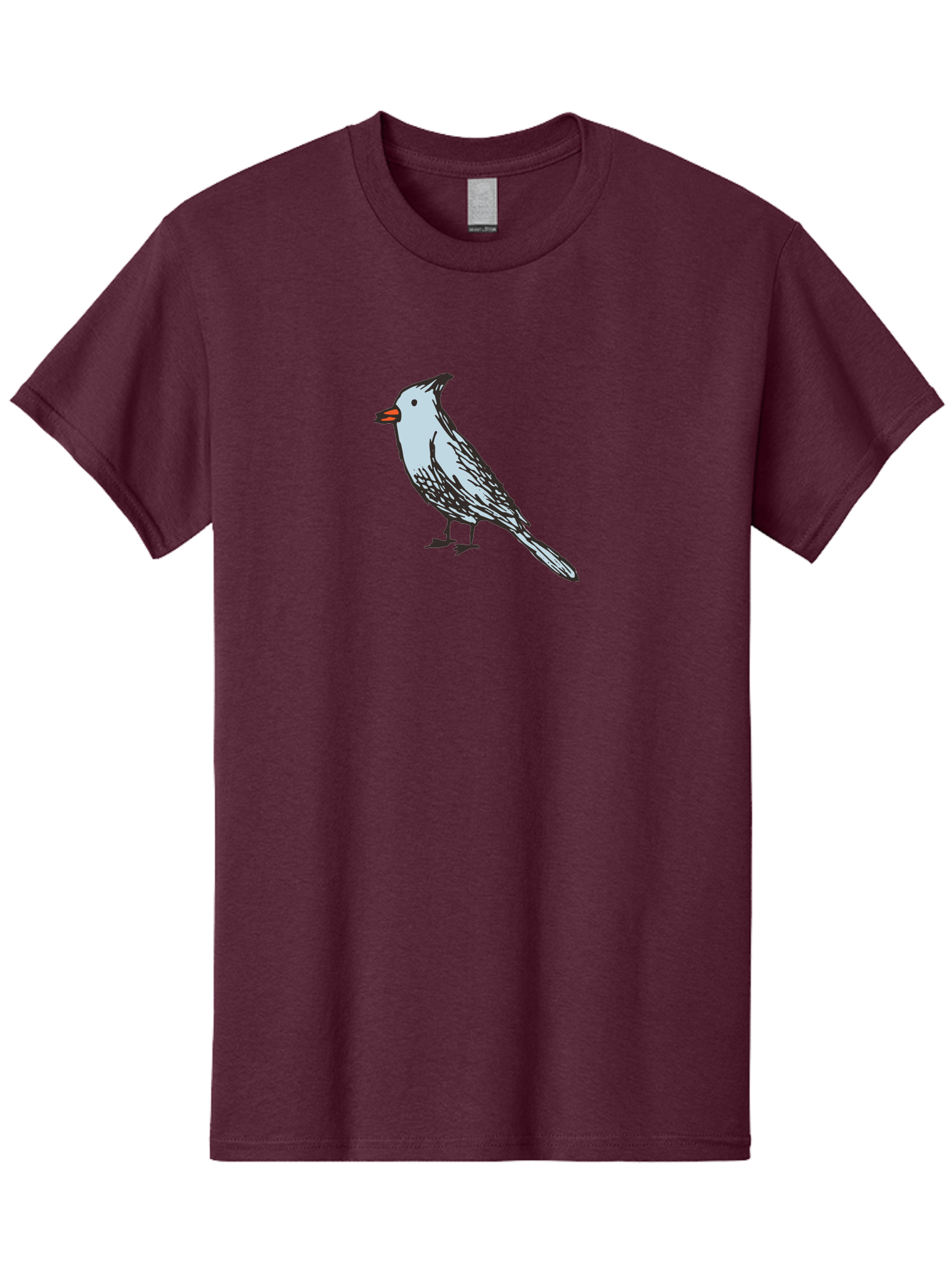 Bird-1 Men'S Graphic Tee, 100% Cotton, Comfortable Casual Summer Wear, Machine Washable, Cartoon Bird, Simple Drawing, White Bird, Black Feathers, Orange Beak, Childish Art, Minimalist Design, Stylized Illustration, Simple Shapes, Cute Bird - Aaa755