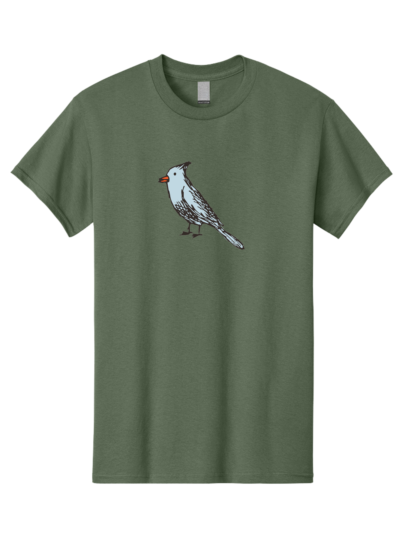 Bird-1 Men'S Graphic Tee, 100% Cotton, Comfortable Casual Summer Wear, Machine Washable, Cartoon Bird, Simple Drawing, White Bird, Black Feathers, Orange Beak, Childish Art, Minimalist Design, Stylized Illustration, Simple Shapes, Cute Bird - Aaa755