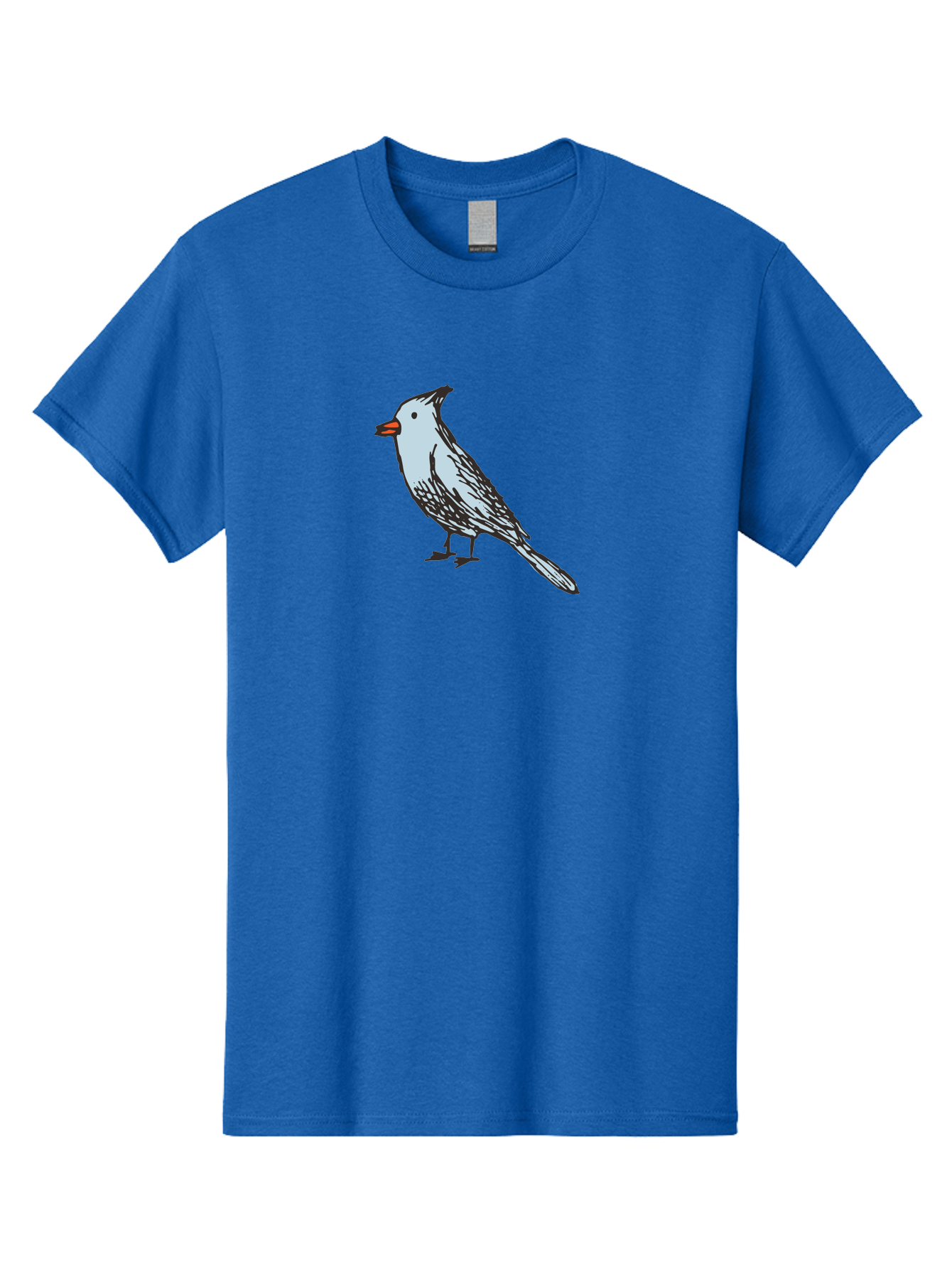 Bird-1 Men'S Graphic Tee, 100% Cotton, Comfortable Casual Summer Wear, Machine Washable, Cartoon Bird, Simple Drawing, White Bird, Black Feathers, Orange Beak, Childish Art, Minimalist Design, Stylized Illustration, Simple Shapes, Cute Bird - Aaa755