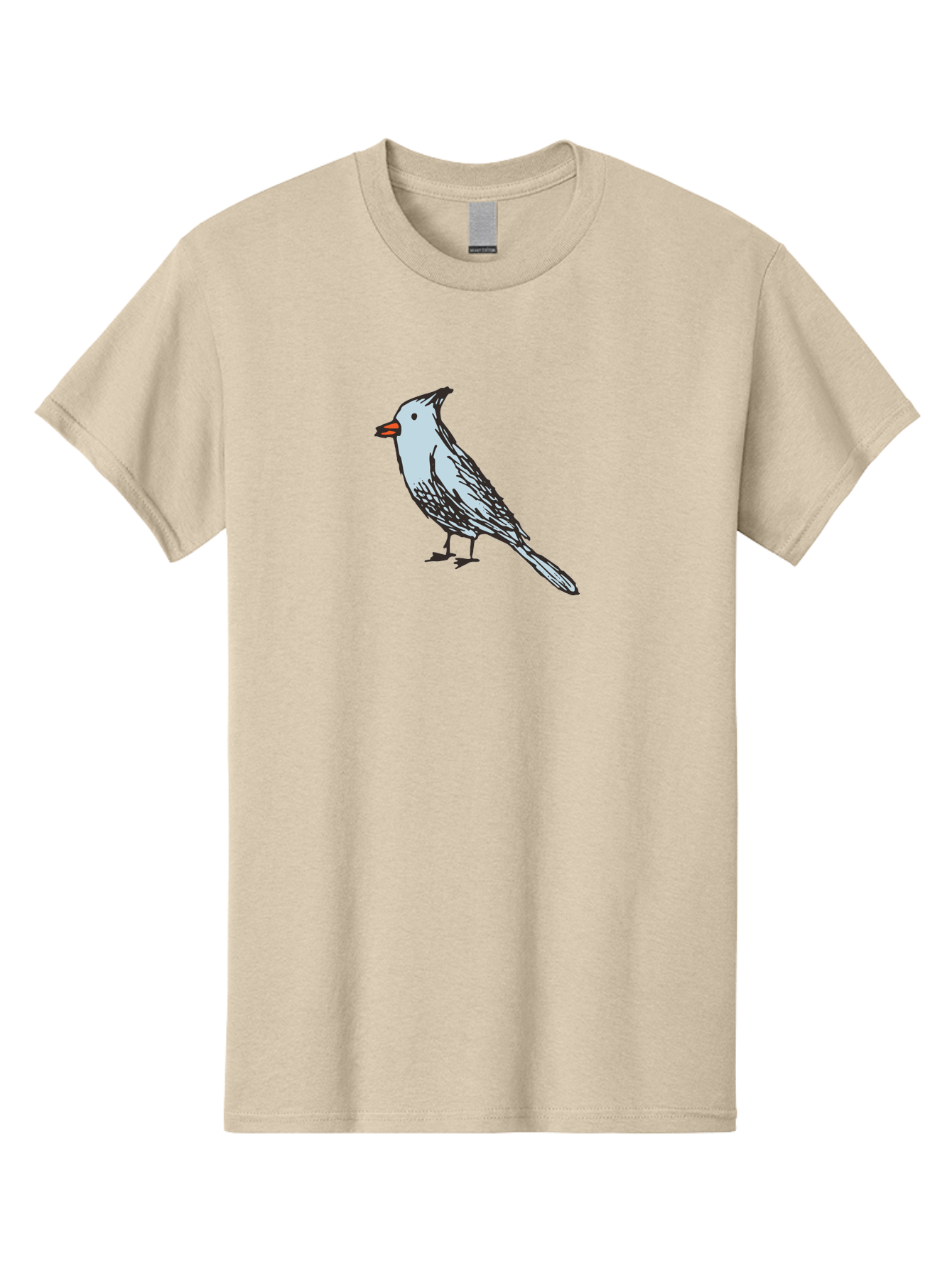 Bird-1 Men'S Graphic Tee, 100% Cotton, Comfortable Casual Summer Wear, Machine Washable, Cartoon Bird, Simple Drawing, White Bird, Black Feathers, Orange Beak, Childish Art, Minimalist Design, Stylized Illustration, Simple Shapes, Cute Bird - Aaa755