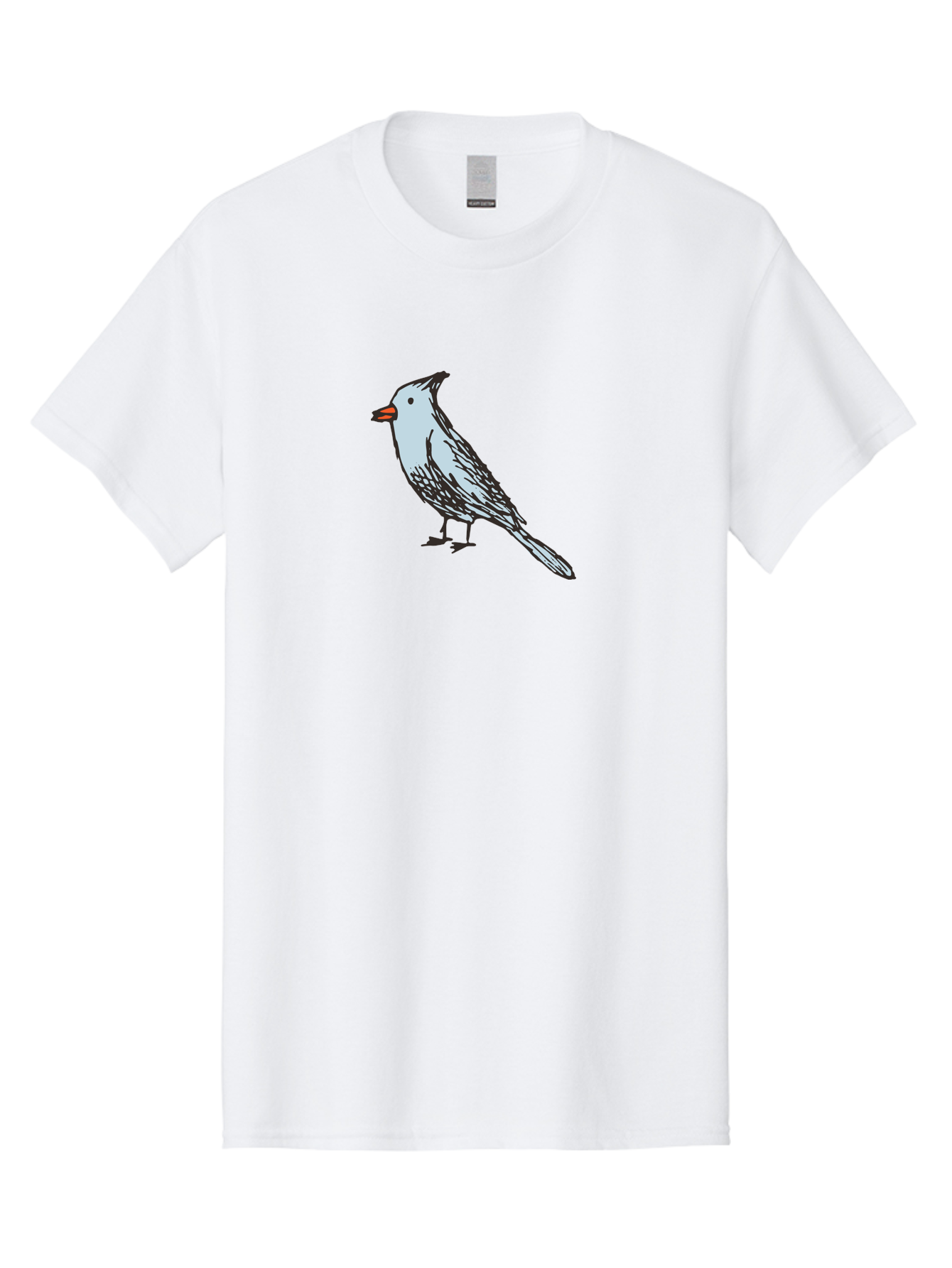 Bird-1 Men'S Graphic Tee, 100% Cotton, Comfortable Casual Summer Wear, Machine Washable, Cartoon Bird, Simple Drawing, White Bird, Black Feathers, Orange Beak, Childish Art, Minimalist Design, Stylized Illustration, Simple Shapes, Cute Bird - Aaa755