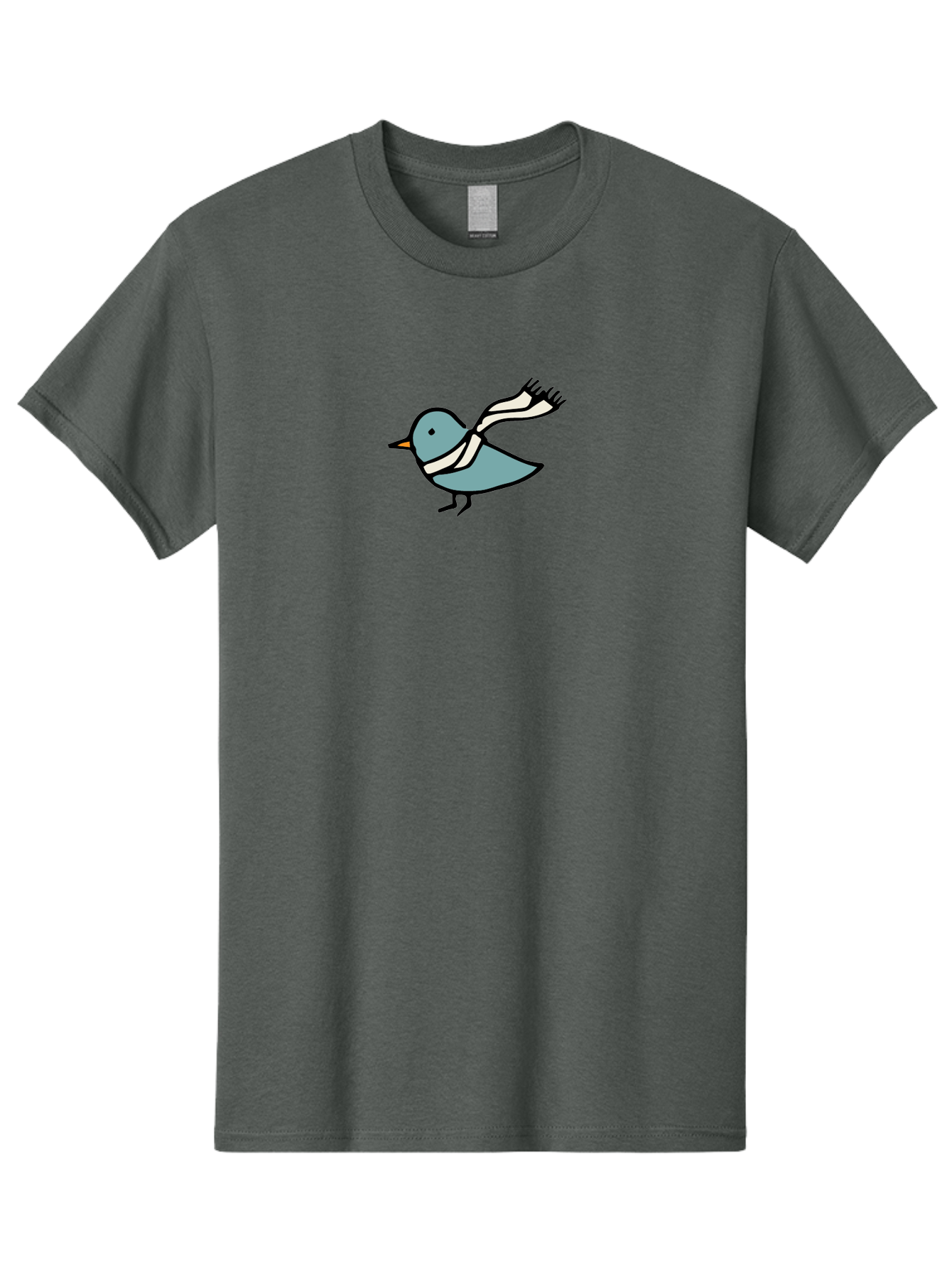 Bird-In-Scarf Men'S Graphic Tee, 100% Cotton, Comfortable Casual Summer Wear, Machine Washable, Cartoon Bird, Bird Wearing Scarf, Winter Bird, Bird In Flight, Blue Bird, Bird Illustration, Simple Design, Whimsical Art, Minimalist Style, - Aaa756