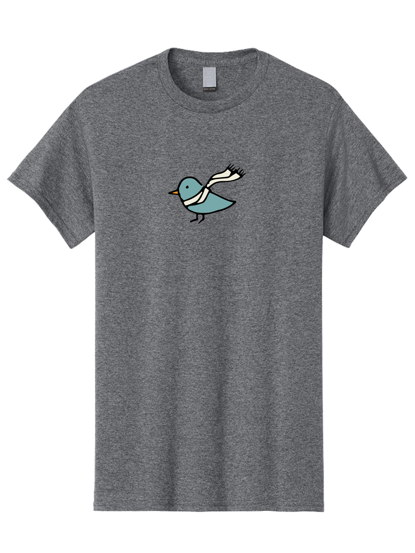 Bird-In-Scarf Men'S Graphic Tee, 100% Cotton, Comfortable Casual Summer Wear, Machine Washable, Cartoon Bird, Bird Wearing Scarf, Winter Bird, Bird In Flight, Blue Bird, Bird Illustration, Simple Design, Whimsical Art, Minimalist Style, - Aaa756