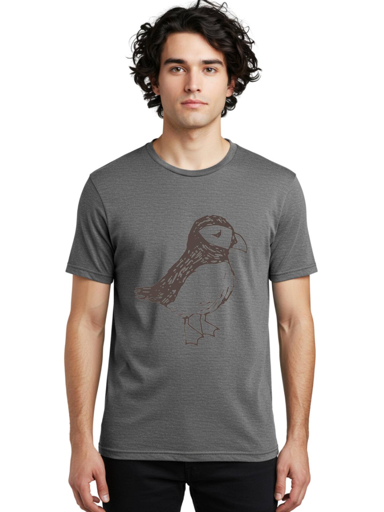 Bird Men'S Graphic Tee, 100% Cotton, Comfortable Casual Summer Wear, Machine Washable, Sketch Of Bird, Bird Drawing, Simple Art, Minimalist Design, Bird Species, Wildlife Illustration, Birdwatching, Nature Art - Aaa757