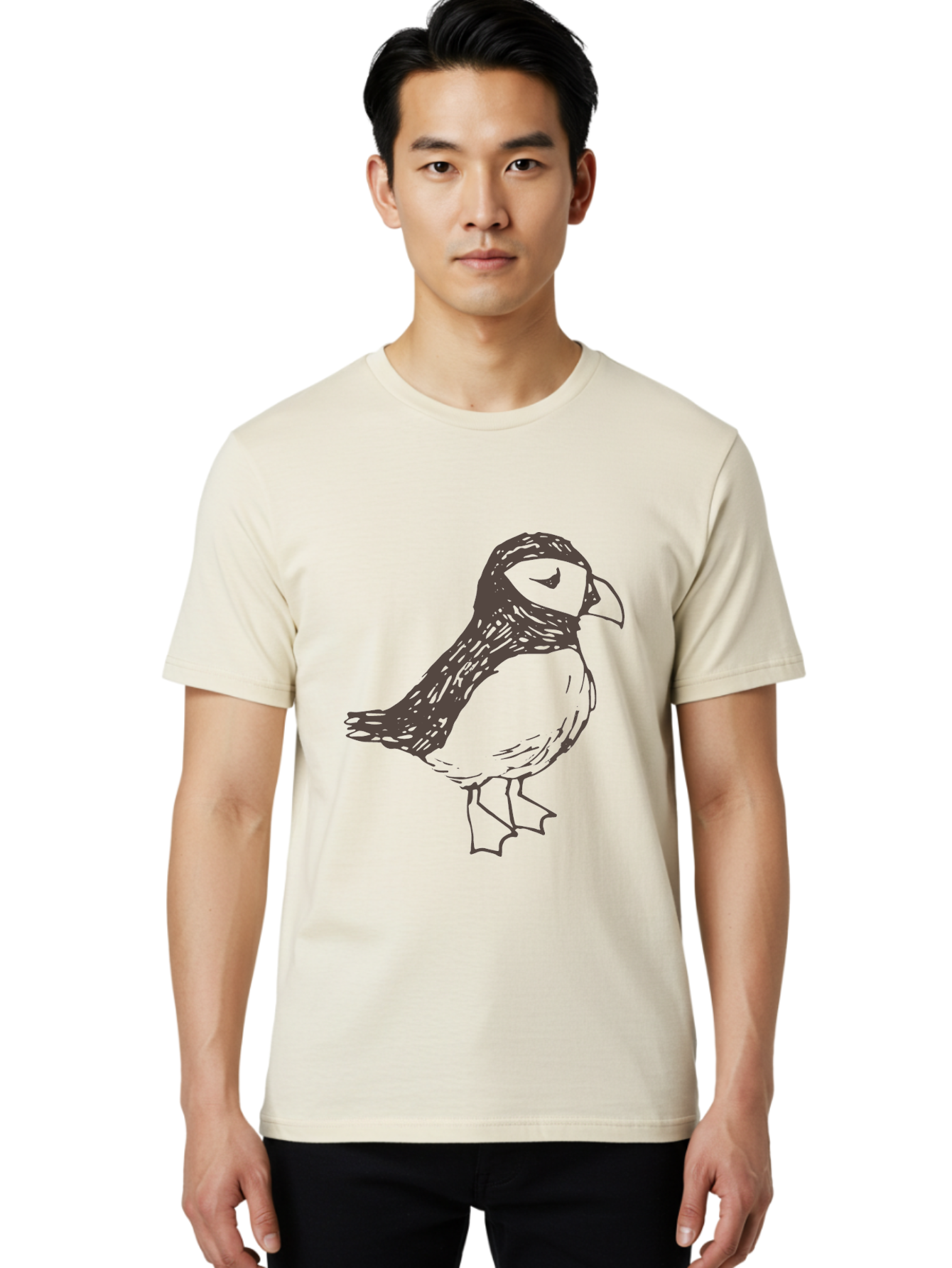 Bird Men'S Graphic Tee, 100% Cotton, Comfortable Casual Summer Wear, Machine Washable, Sketch Of Bird, Bird Drawing, Simple Art, Minimalist Design, Bird Species, Wildlife Illustration, Birdwatching, Nature Art - Aaa757