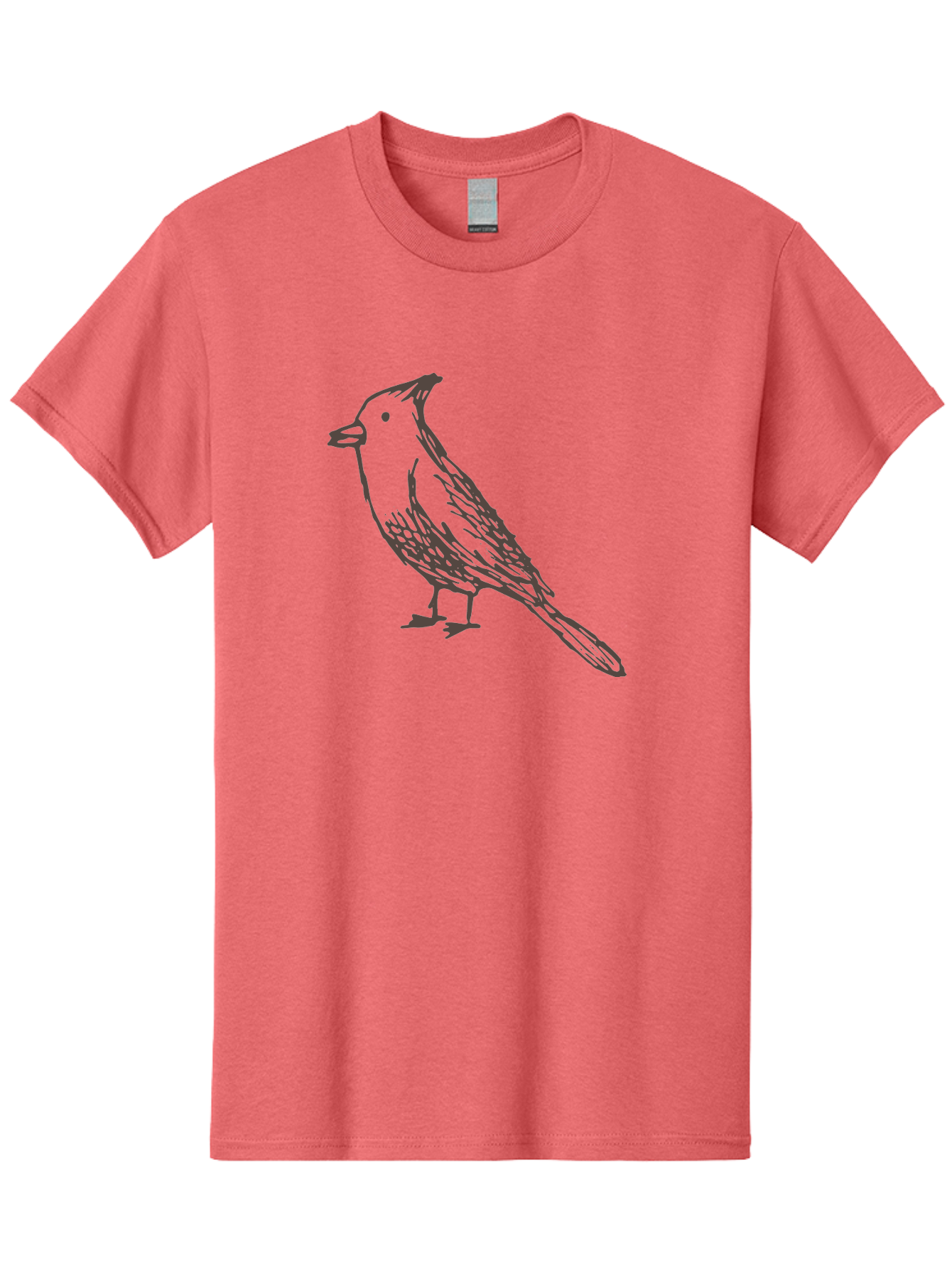 Black-Bird Men'S Graphic Tee, 100% Cotton, Comfortable Casual Summer Wear, Machine Washable, Simple Line Drawing, Bird Silhouette, Wildlife Art, Minimalist Design, Feathered Friend, Songbird - Aaa758