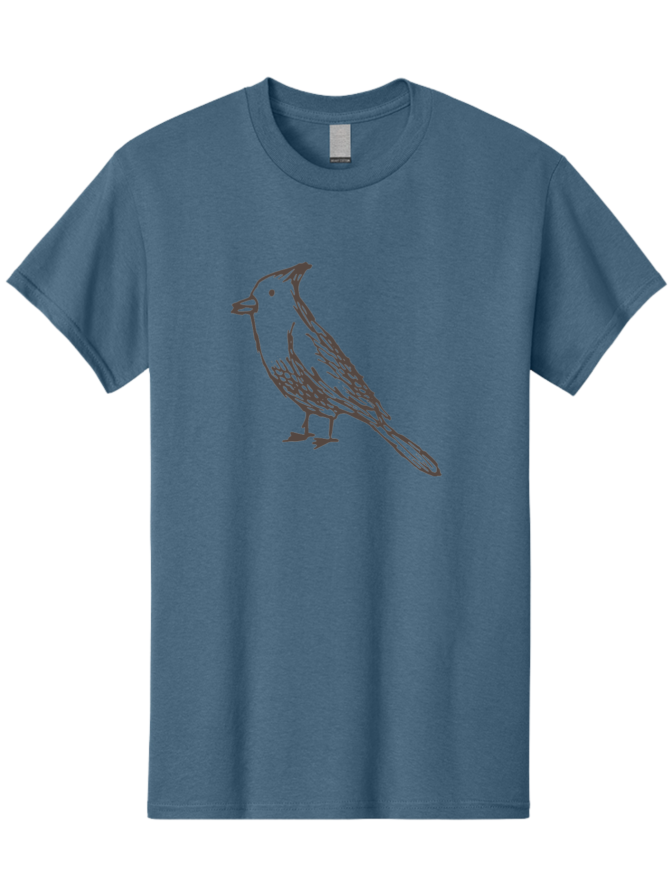 Black-Bird Men'S Graphic Tee, 100% Cotton, Comfortable Casual Summer Wear, Machine Washable, Simple Line Drawing, Bird Silhouette, Wildlife Art, Minimalist Design, Feathered Friend, Songbird - Aaa758