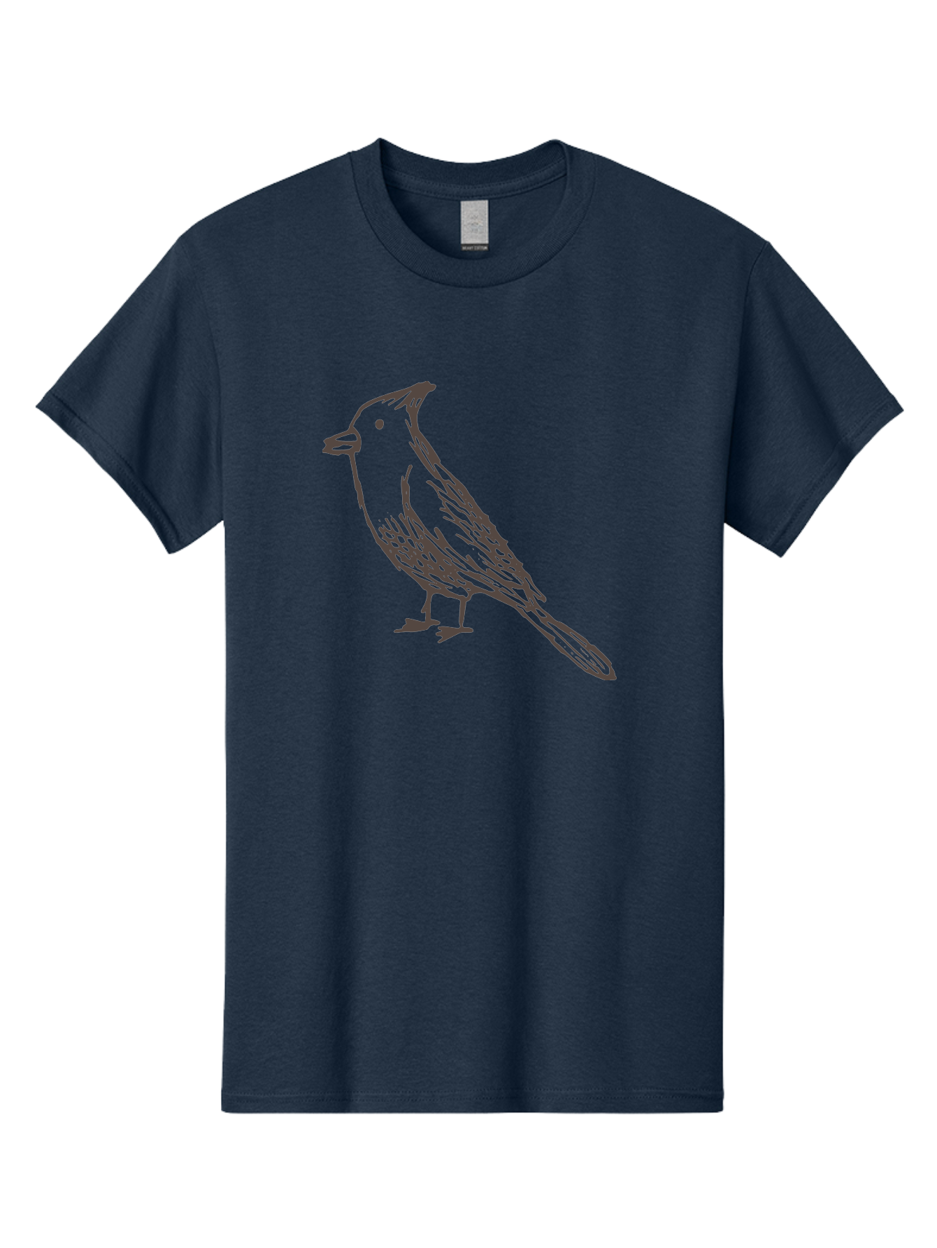 Black-Bird Men'S Graphic Tee, 100% Cotton, Comfortable Casual Summer Wear, Machine Washable, Simple Line Drawing, Bird Silhouette, Wildlife Art, Minimalist Design, Feathered Friend, Songbird - Aaa758