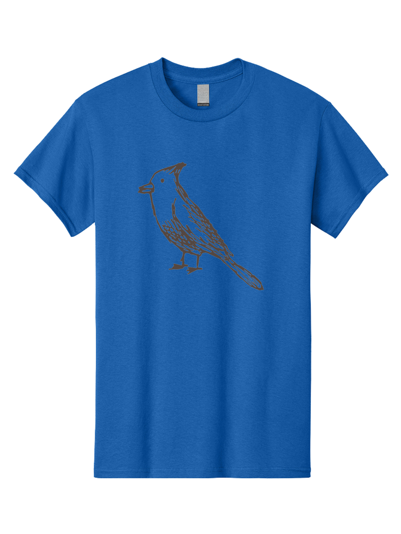 Black-Bird Men'S Graphic Tee, 100% Cotton, Comfortable Casual Summer Wear, Machine Washable, Simple Line Drawing, Bird Silhouette, Wildlife Art, Minimalist Design, Feathered Friend, Songbird - Aaa758