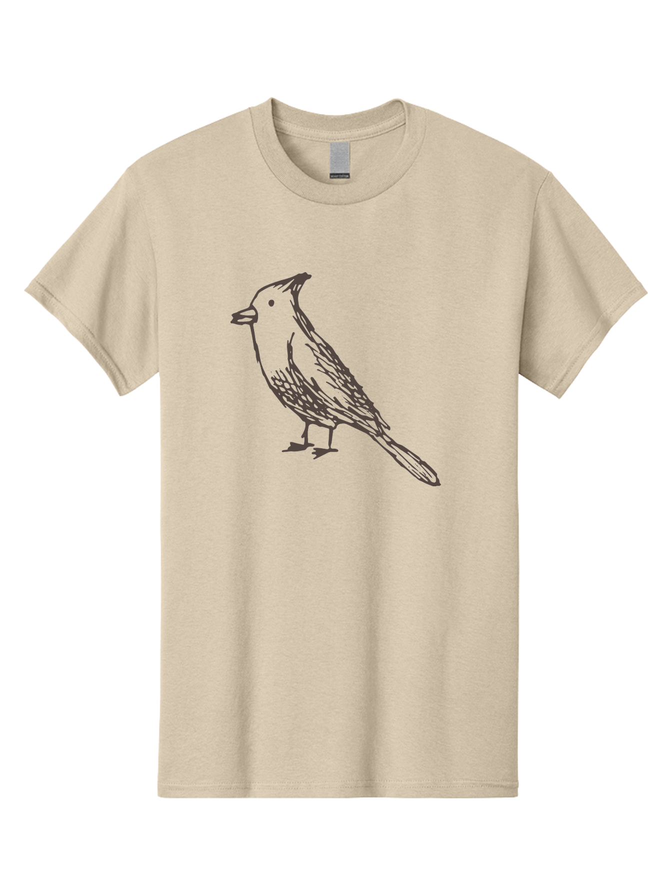 Black-Bird Men'S Graphic Tee, 100% Cotton, Comfortable Casual Summer Wear, Machine Washable, Simple Line Drawing, Bird Silhouette, Wildlife Art, Minimalist Design, Feathered Friend, Songbird - Aaa758