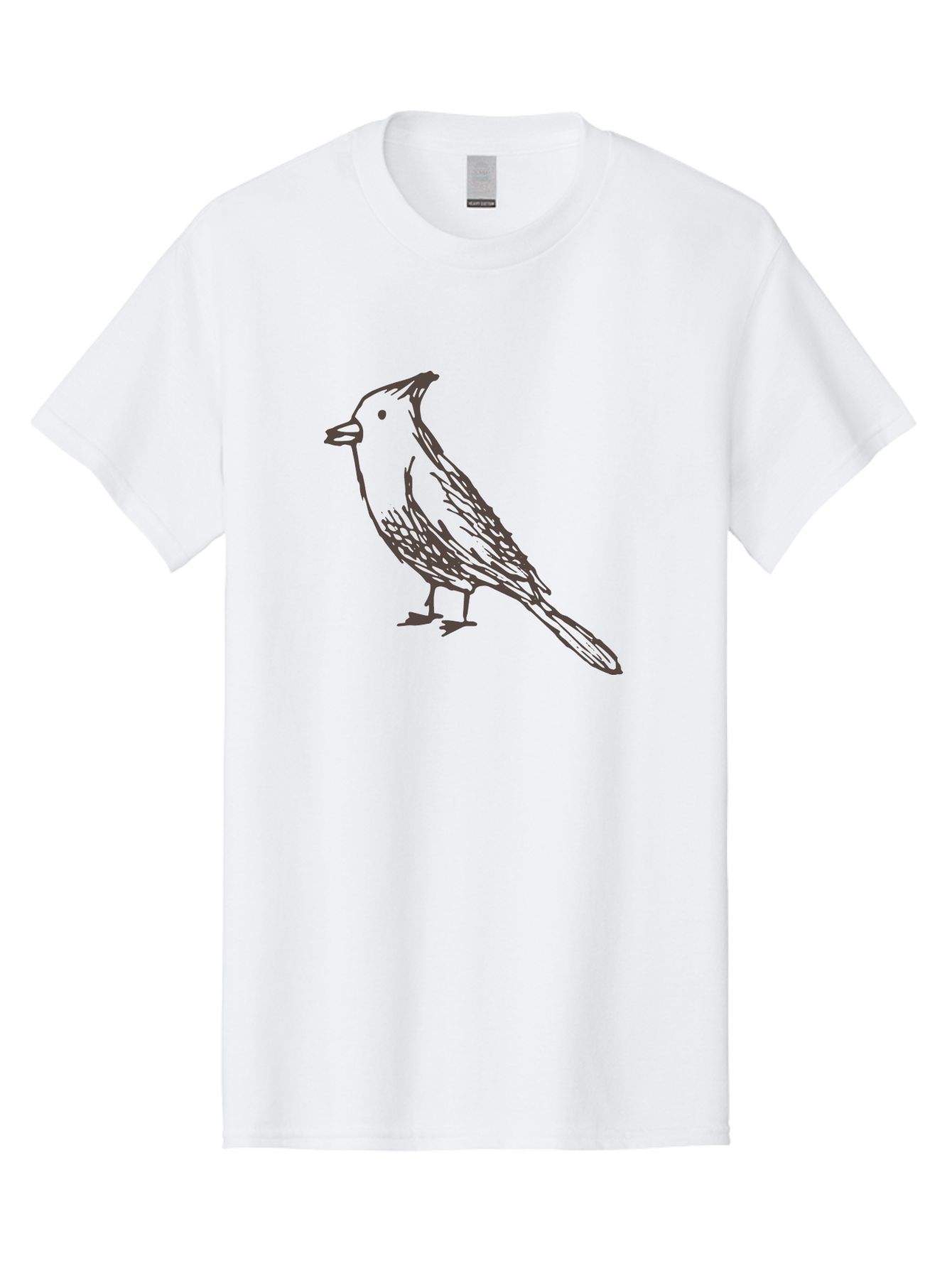 Black-Bird Men'S Graphic Tee, 100% Cotton, Comfortable Casual Summer Wear, Machine Washable, Simple Line Drawing, Bird Silhouette, Wildlife Art, Minimalist Design, Feathered Friend, Songbird - Aaa758