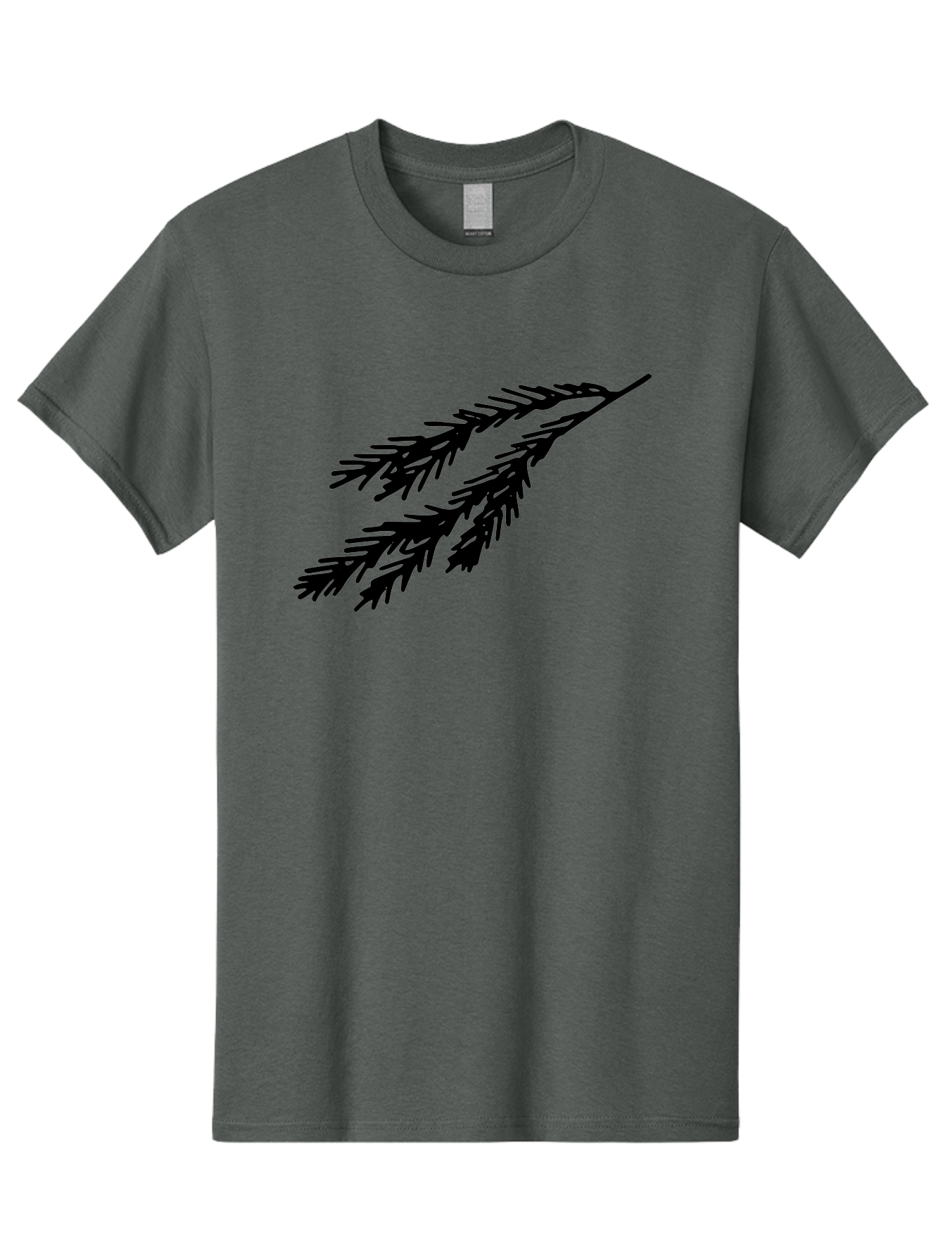 Black-Branches Men'S Graphic Tee, 100% Cotton, Comfortable Casual Summer Wear, Machine Washable, Fir Branch Silhouette, Black Fir Branch, Simple Design, Minimalist Art, Evergreen Branch, Botanical Illustration, Graphic Design Element - Aaa759