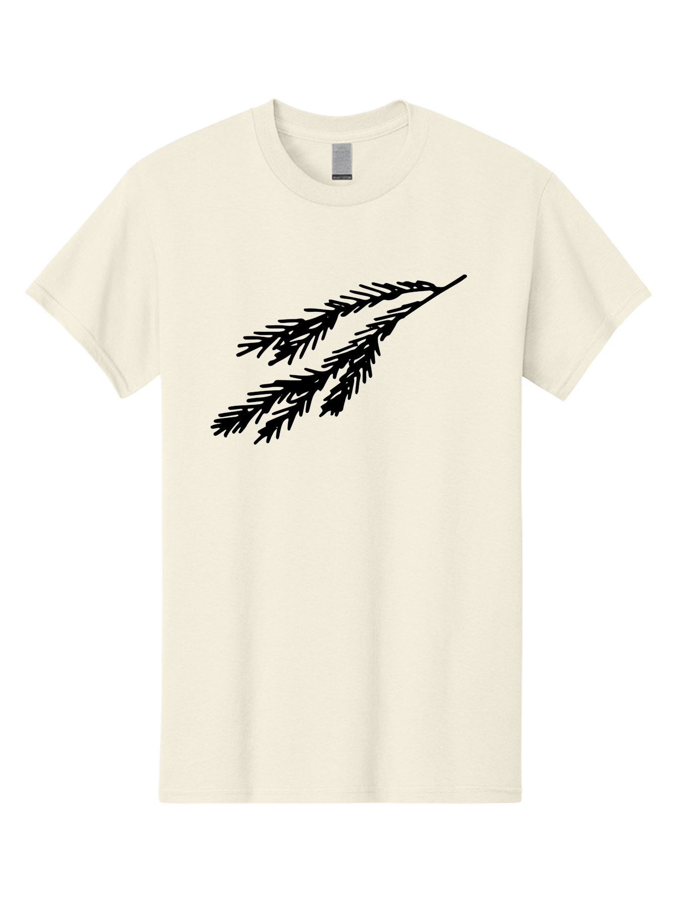 Black-Branches Men'S Graphic Tee, 100% Cotton, Comfortable Casual Summer Wear, Machine Washable, Fir Branch Silhouette, Black Fir Branch, Simple Design, Minimalist Art, Evergreen Branch, Botanical Illustration, Graphic Design Element - Aaa759